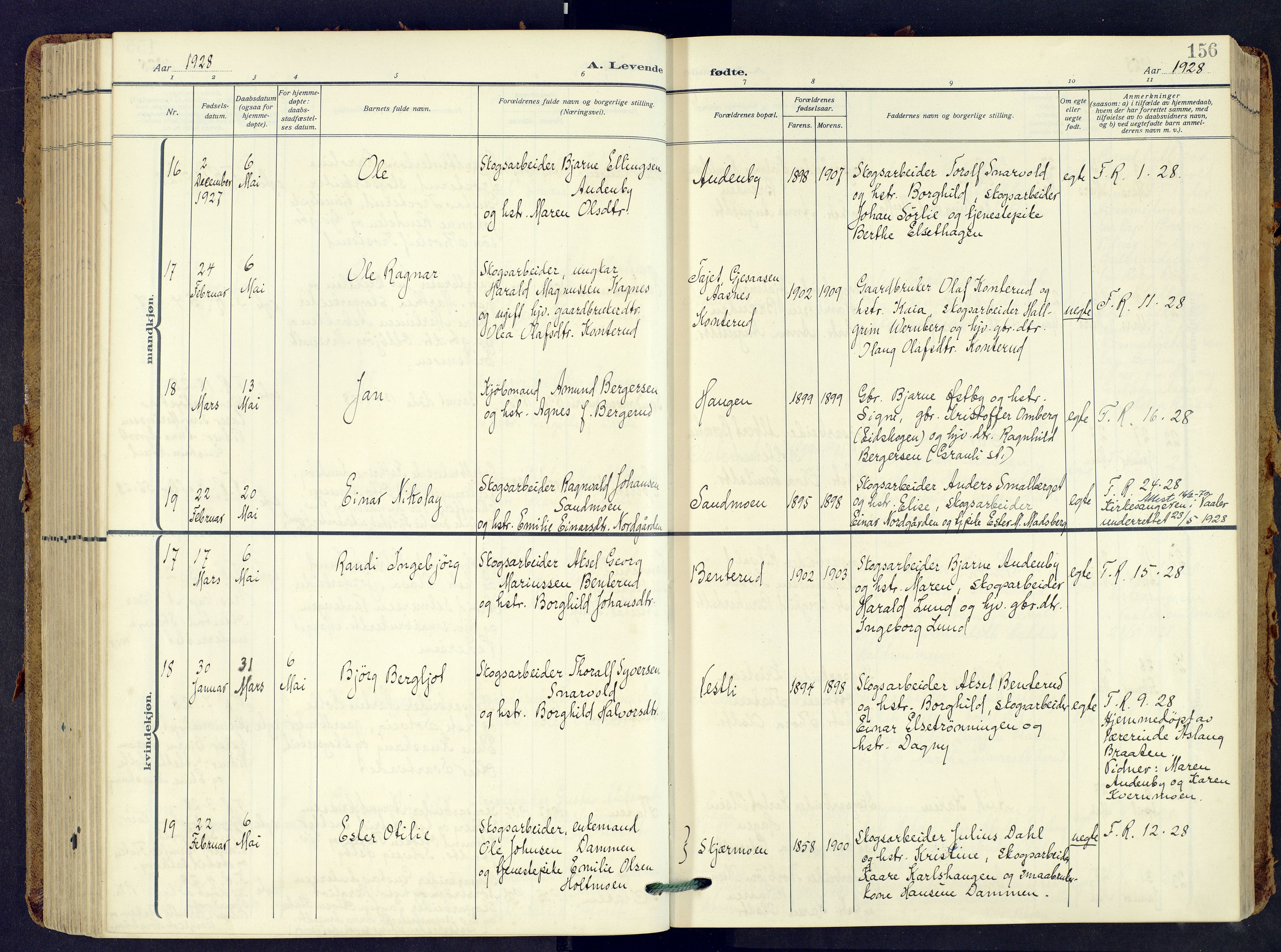 Våler prestekontor, Hedmark, AV/SAH-PREST-040/H/Ha/Haa/L0009: Parish register (official) no. 9, 1912-1940, p. 156