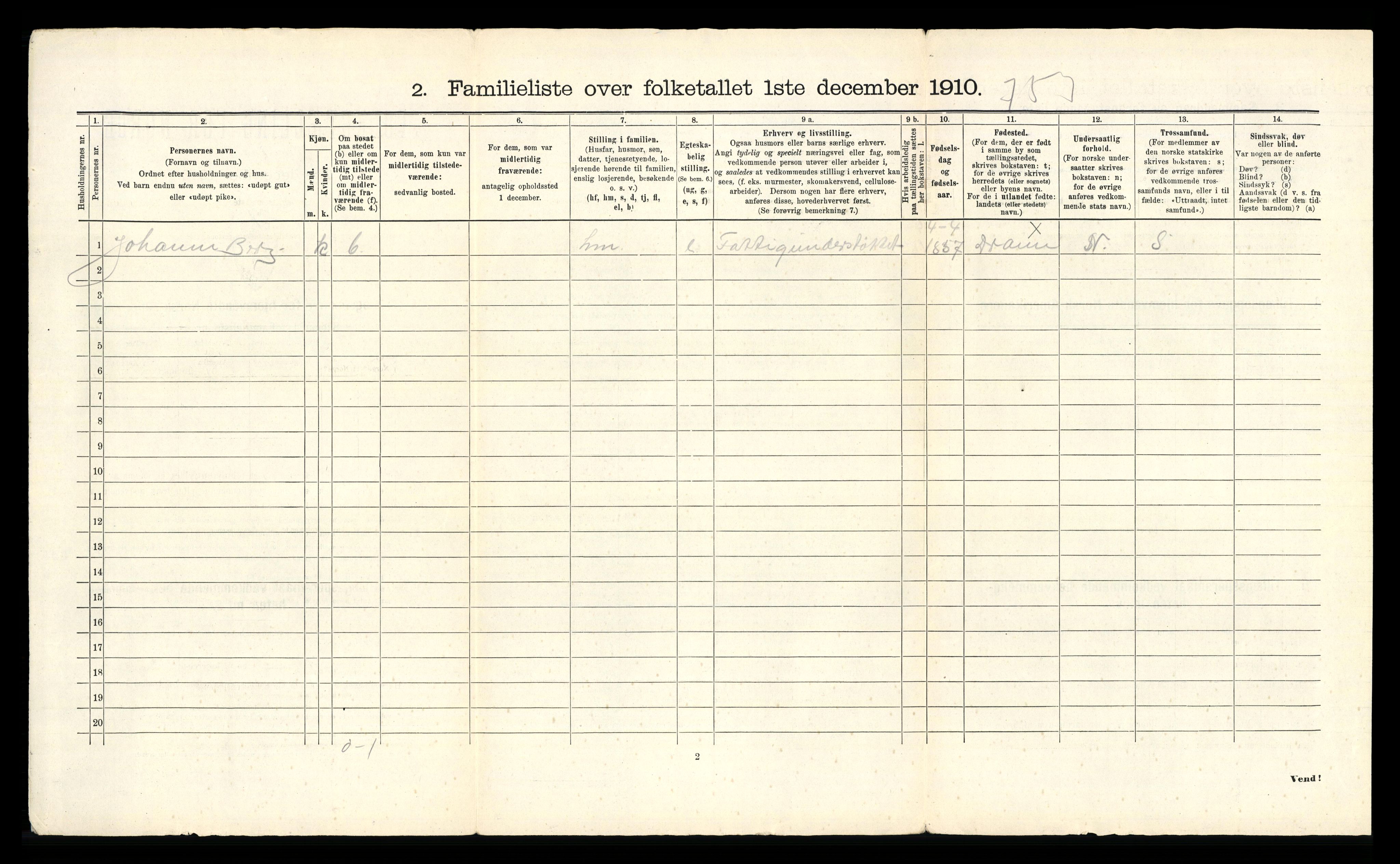 RA, 1910 census for Drammen, 1910, p. 12375