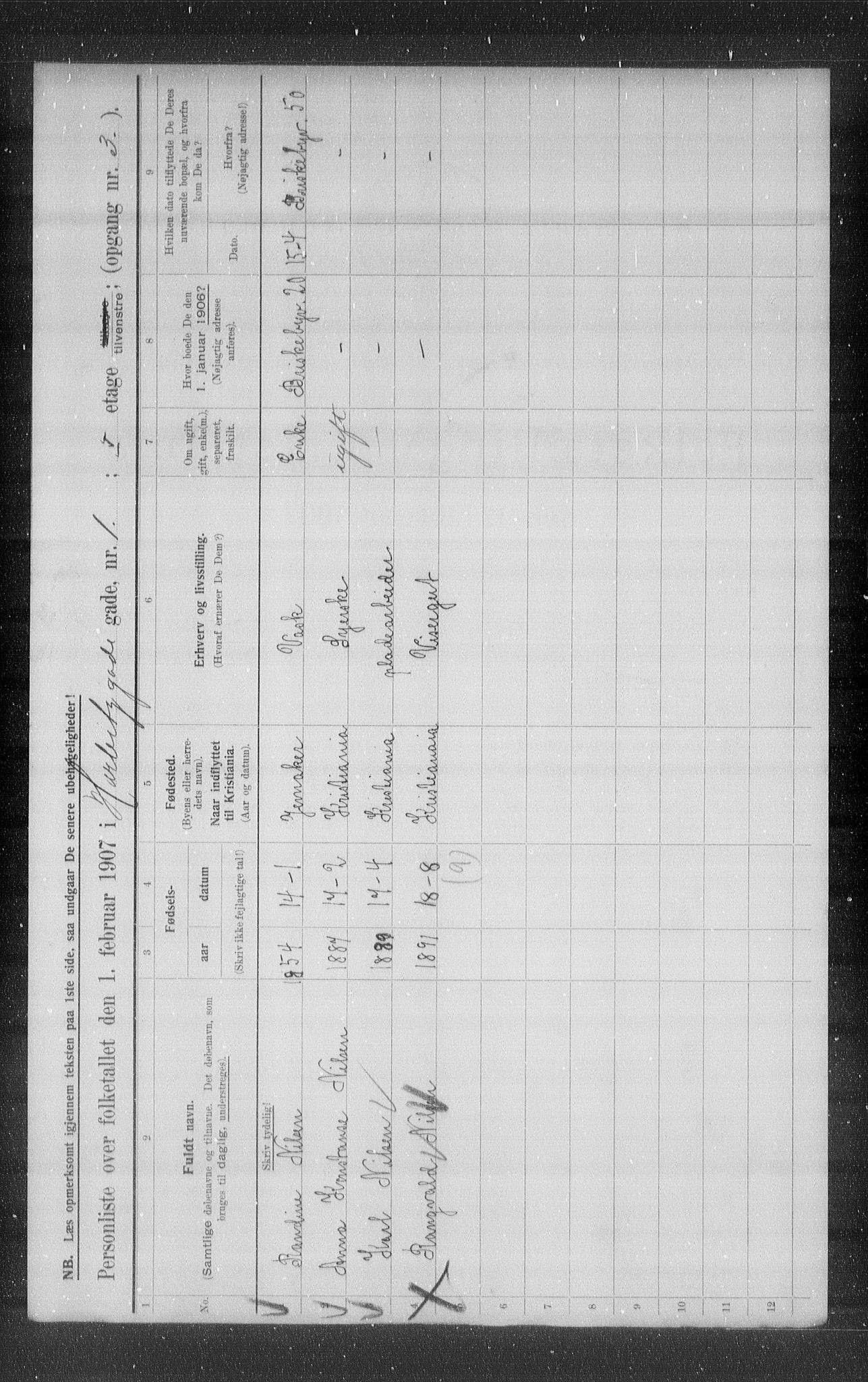 OBA, Municipal Census 1907 for Kristiania, 1907, p. 17976