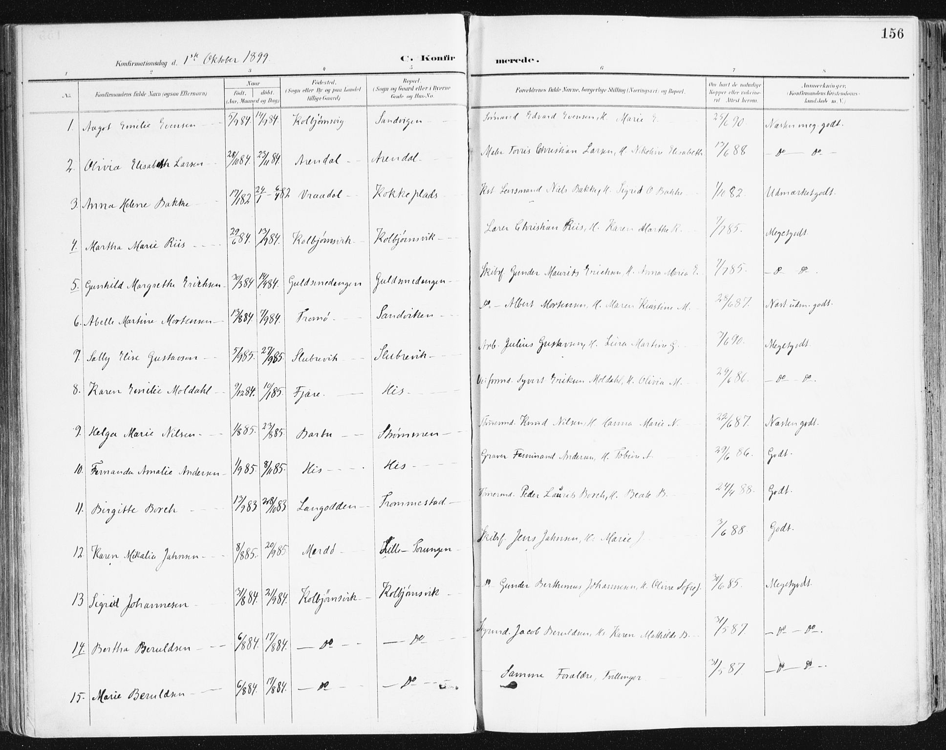 Hisøy sokneprestkontor, AV/SAK-1111-0020/F/Fa/L0004: Parish register (official) no. A 4, 1895-1917, p. 156