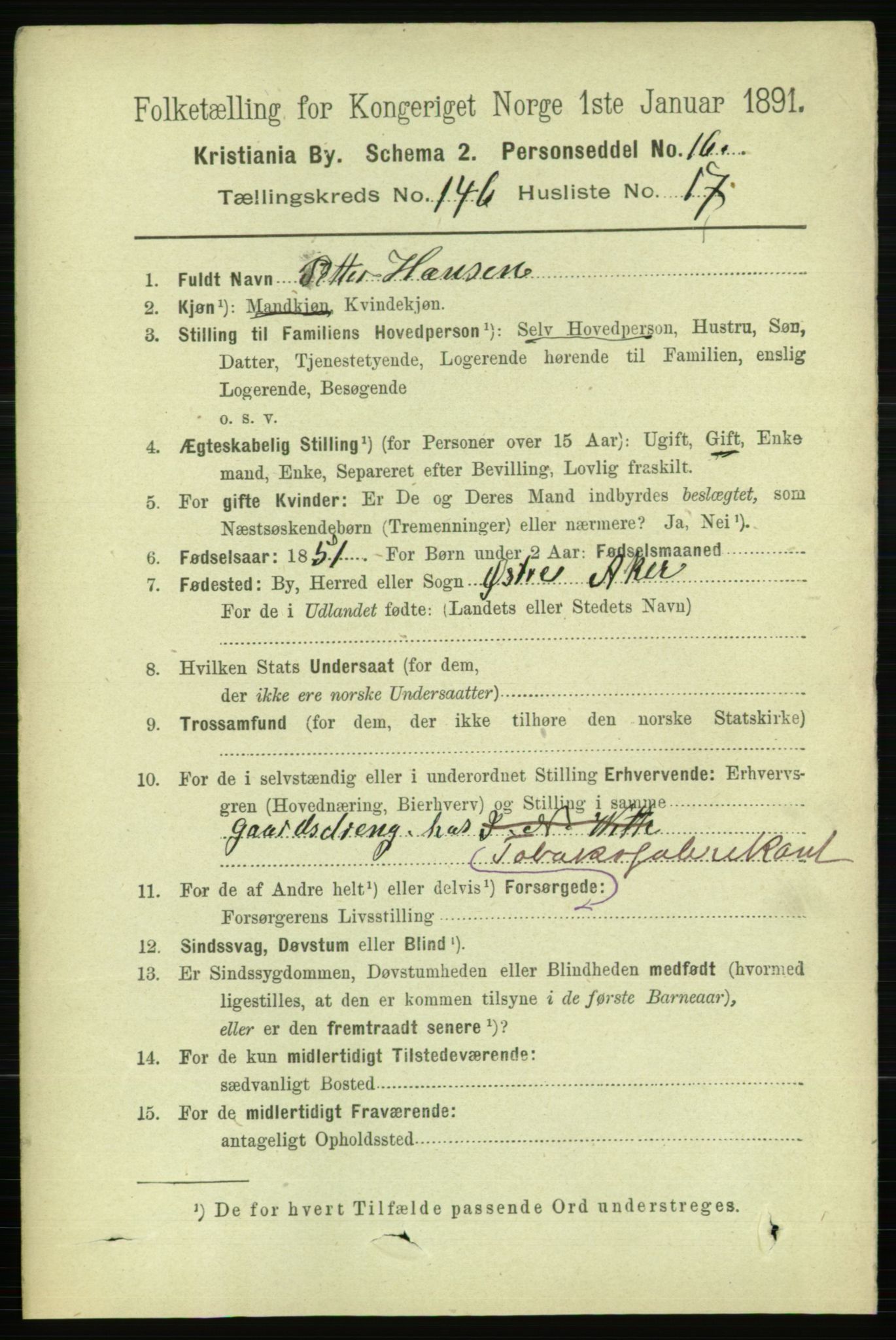 RA, 1891 census for 0301 Kristiania, 1891, p. 81519