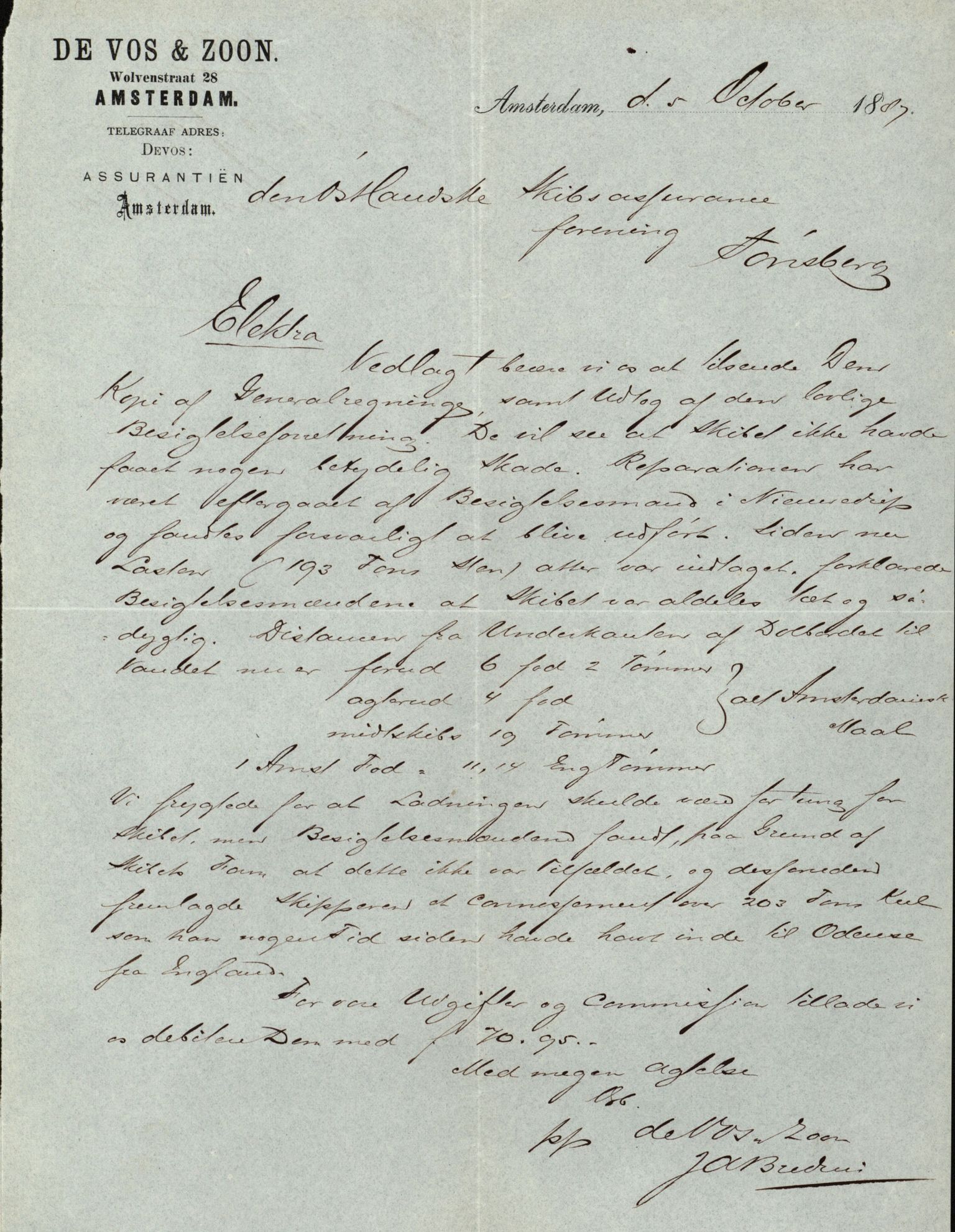 Pa 63 - Østlandske skibsassuranceforening, VEMU/A-1079/G/Ga/L0020/0009: Havaridokumenter / Atlanta, Britania, Electra, Schadberg, 1887, p. 12