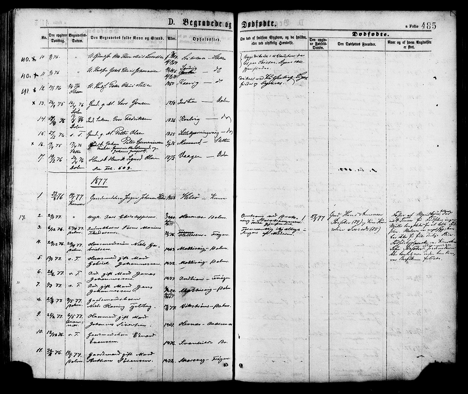 Ministerialprotokoller, klokkerbøker og fødselsregistre - Sør-Trøndelag, SAT/A-1456/634/L0532: Parish register (official) no. 634A08, 1871-1881, p. 485