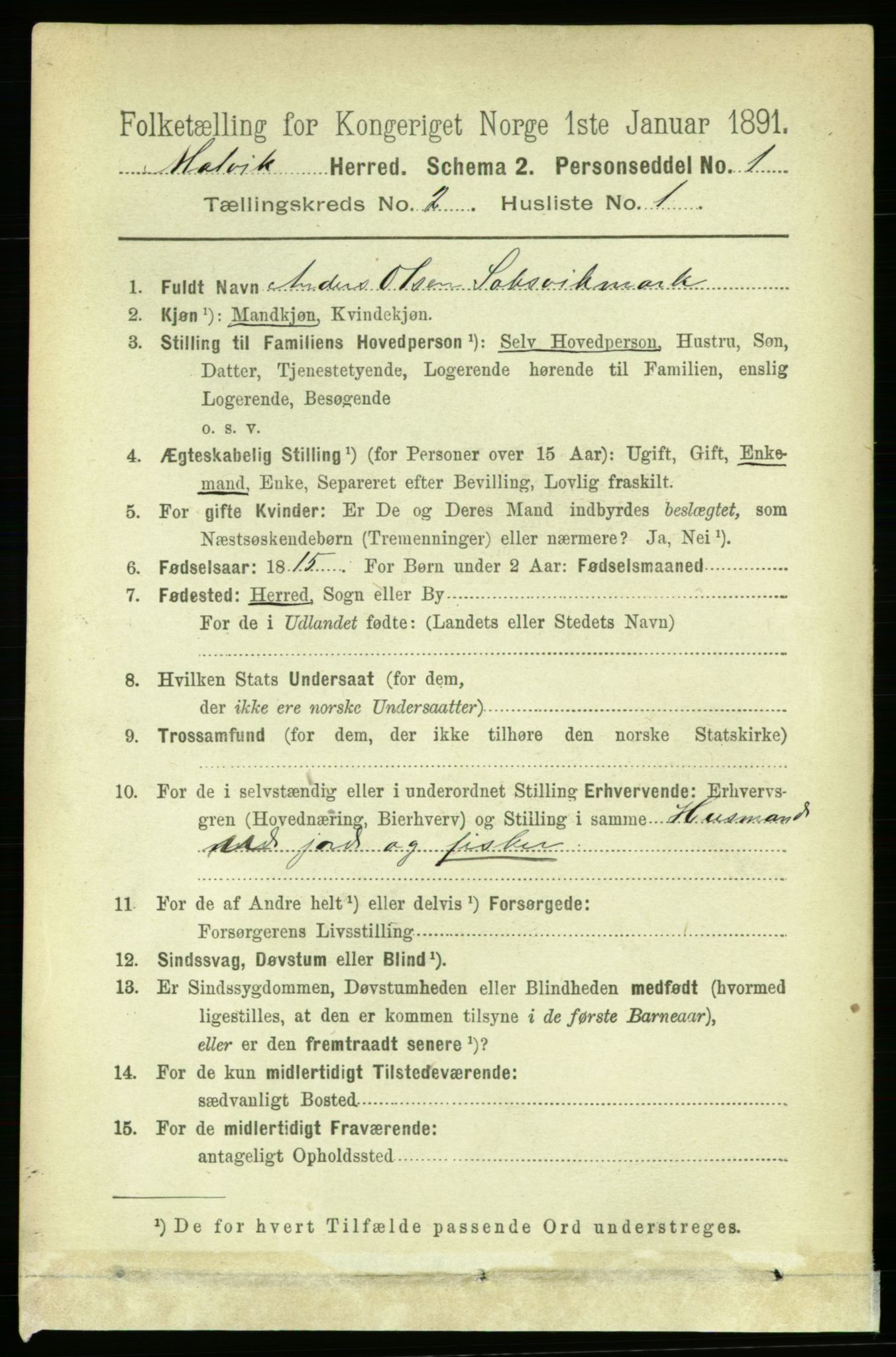 RA, 1891 census for 1663 Malvik, 1891, p. 760