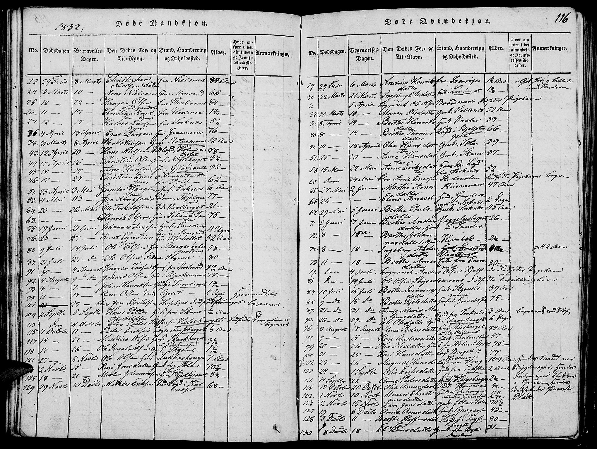 Grue prestekontor, SAH/PREST-036/H/Ha/Hab/L0002: Parish register (copy) no. 2, 1815-1841, p. 116