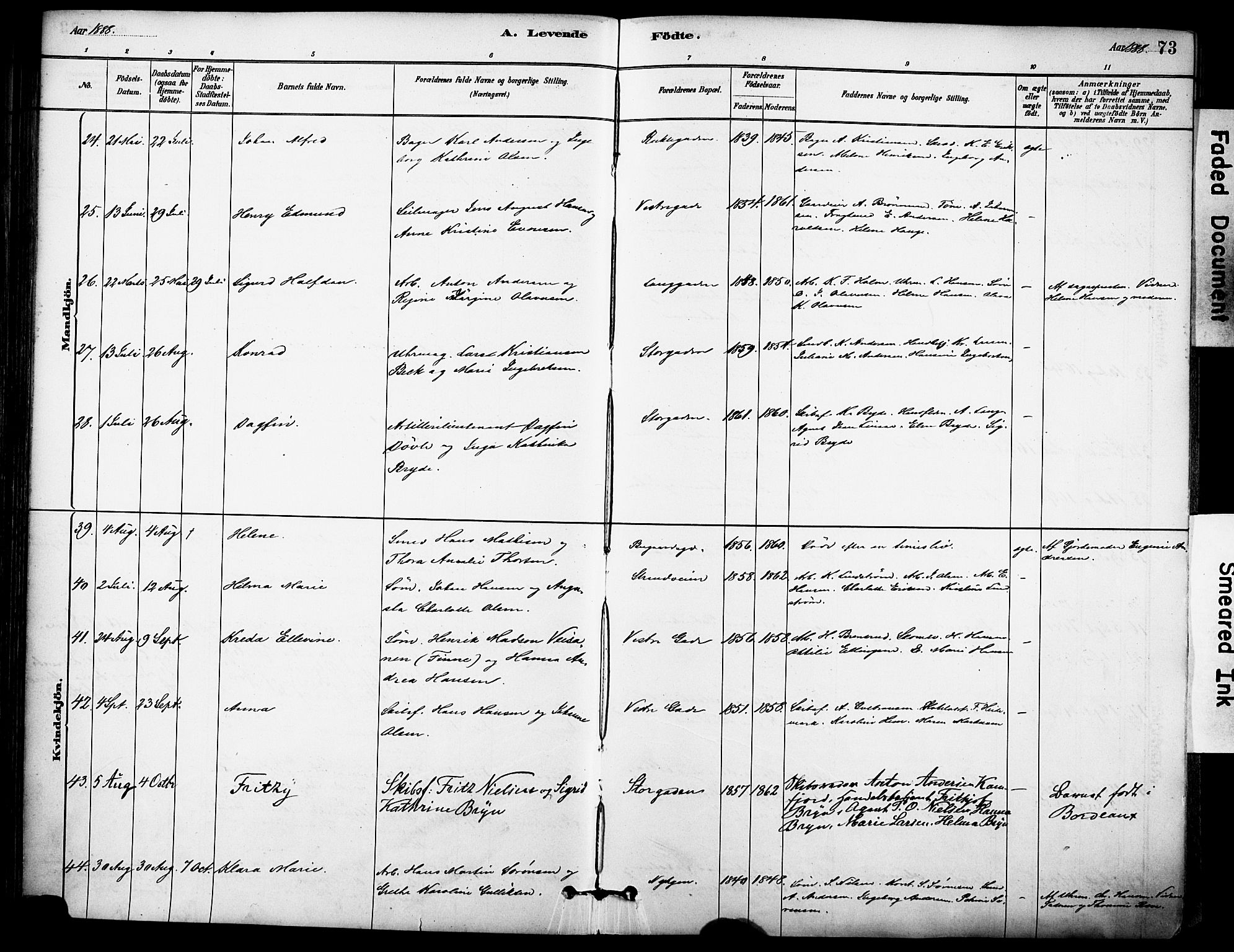 Sandefjord kirkebøker, AV/SAKO-A-315/F/Fa/L0002: Parish register (official) no. 2, 1880-1894, p. 73