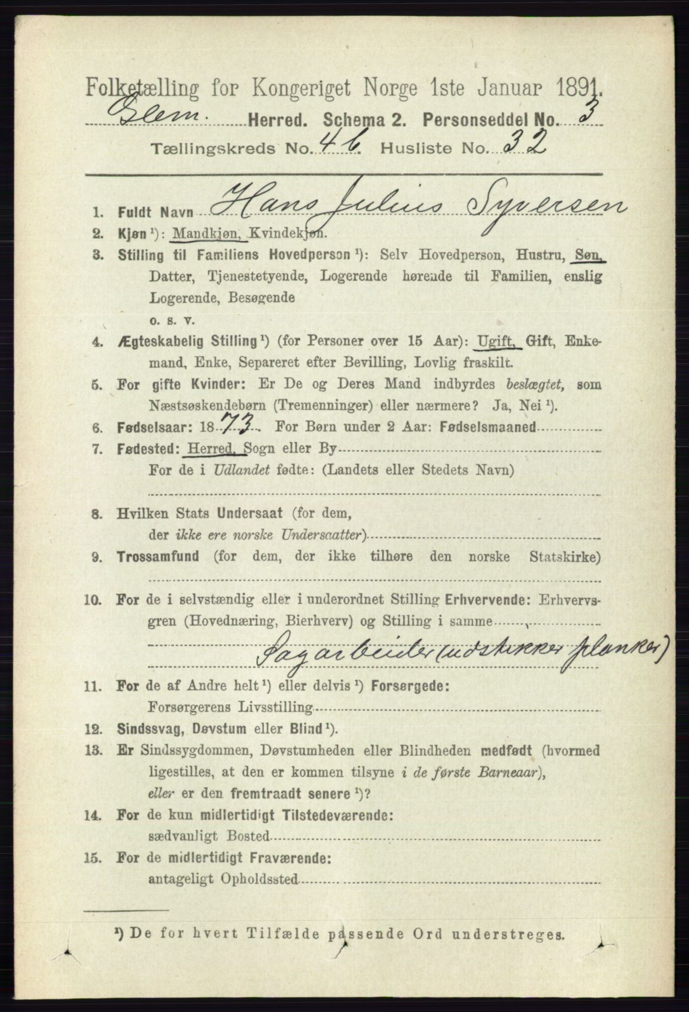 RA, 1891 census for 0132 Glemmen, 1891, p. 5155