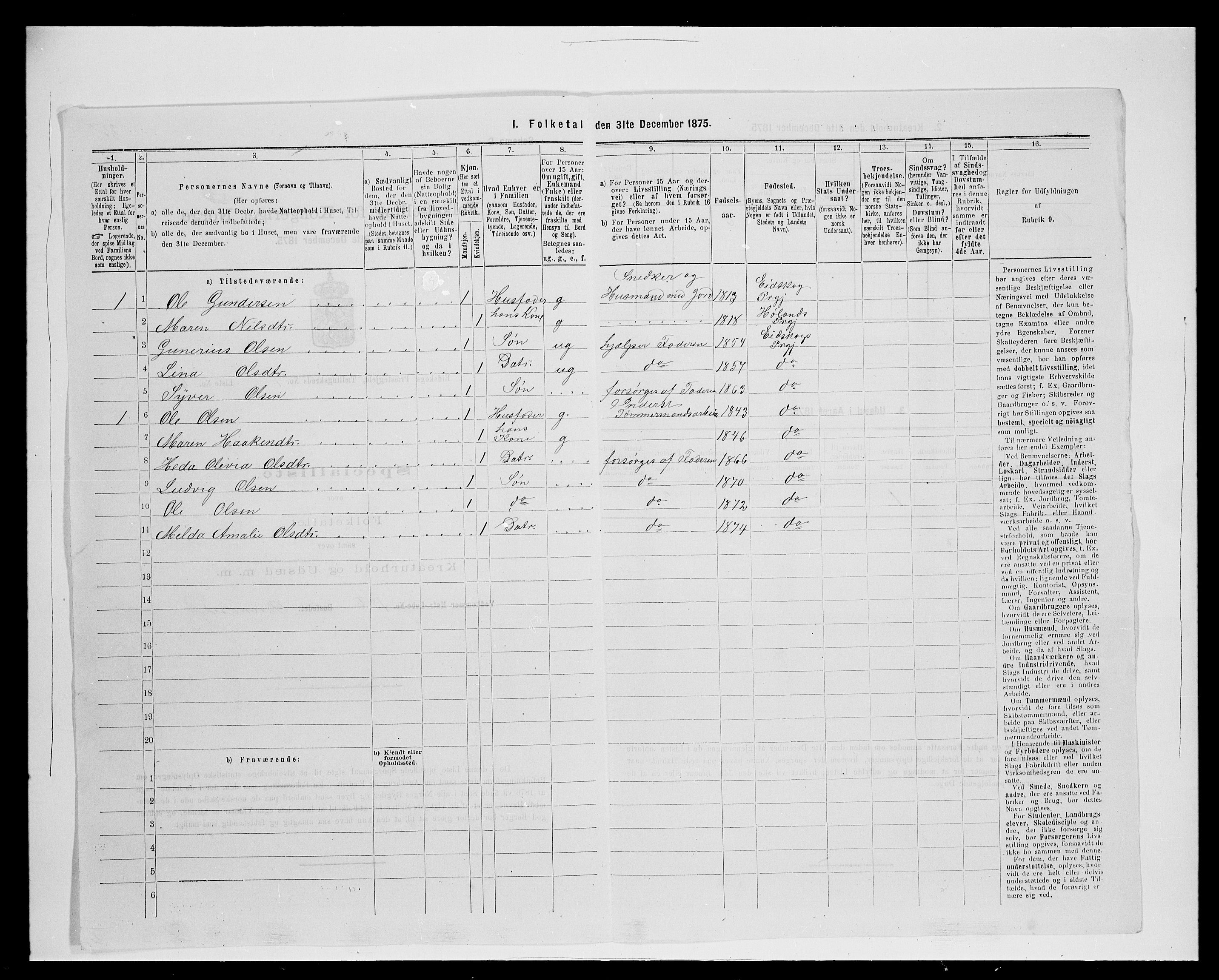 SAH, 1875 census for 0420P Eidskog, 1875, p. 259