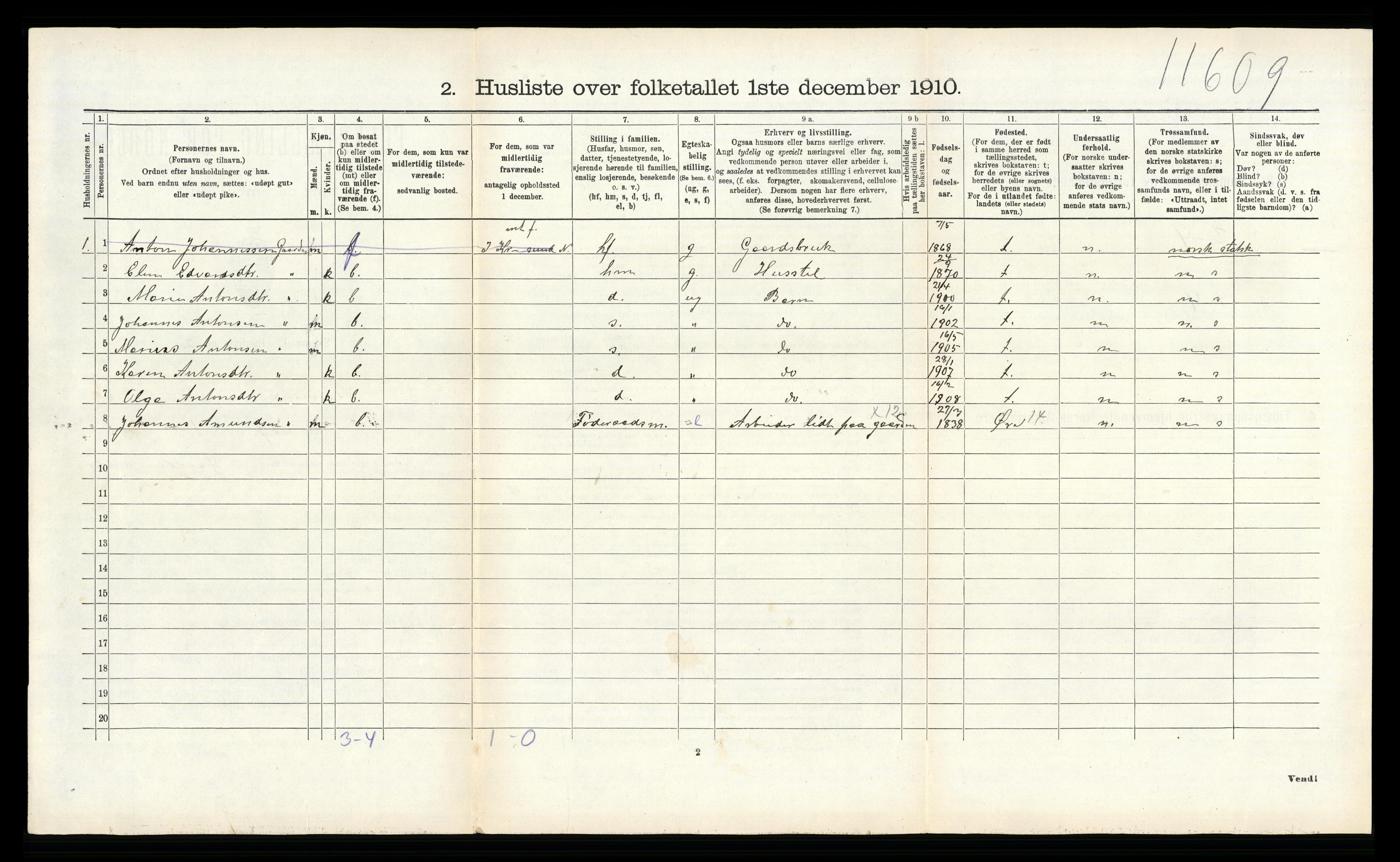 RA, 1910 census for Bremsnes, 1910, p. 817