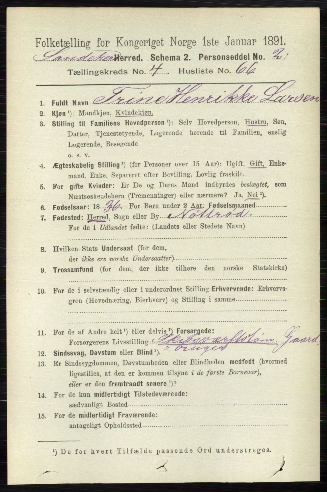 RA, 1891 census for 0724 Sandeherred, 1891, p. 2688