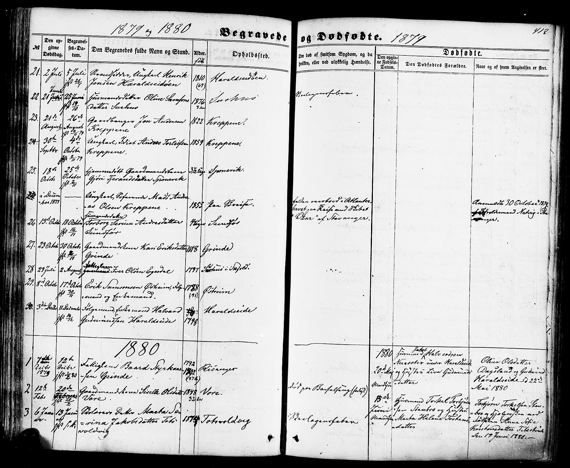 Skjold sokneprestkontor, AV/SAST-A-101847/H/Ha/Haa/L0008: Parish register (official) no. A 8, 1856-1882, p. 412