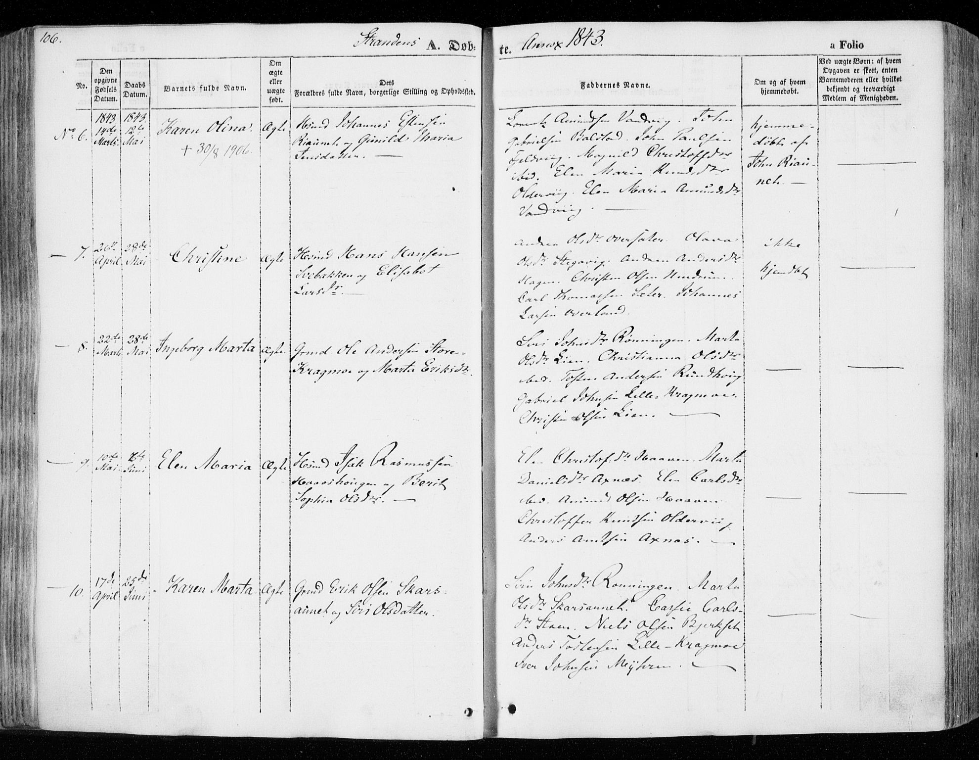 Ministerialprotokoller, klokkerbøker og fødselsregistre - Nord-Trøndelag, SAT/A-1458/701/L0007: Parish register (official) no. 701A07 /2, 1842-1854, p. 106