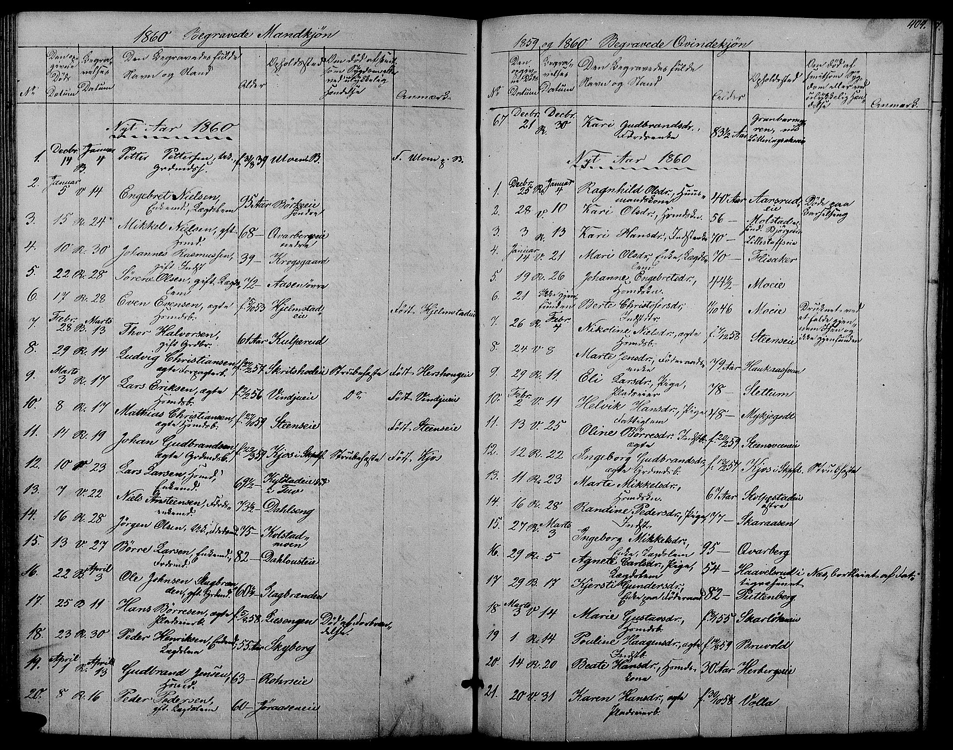 Ringsaker prestekontor, AV/SAH-PREST-014/L/La/L0006: Parish register (copy) no. 6, 1851-1860, p. 404