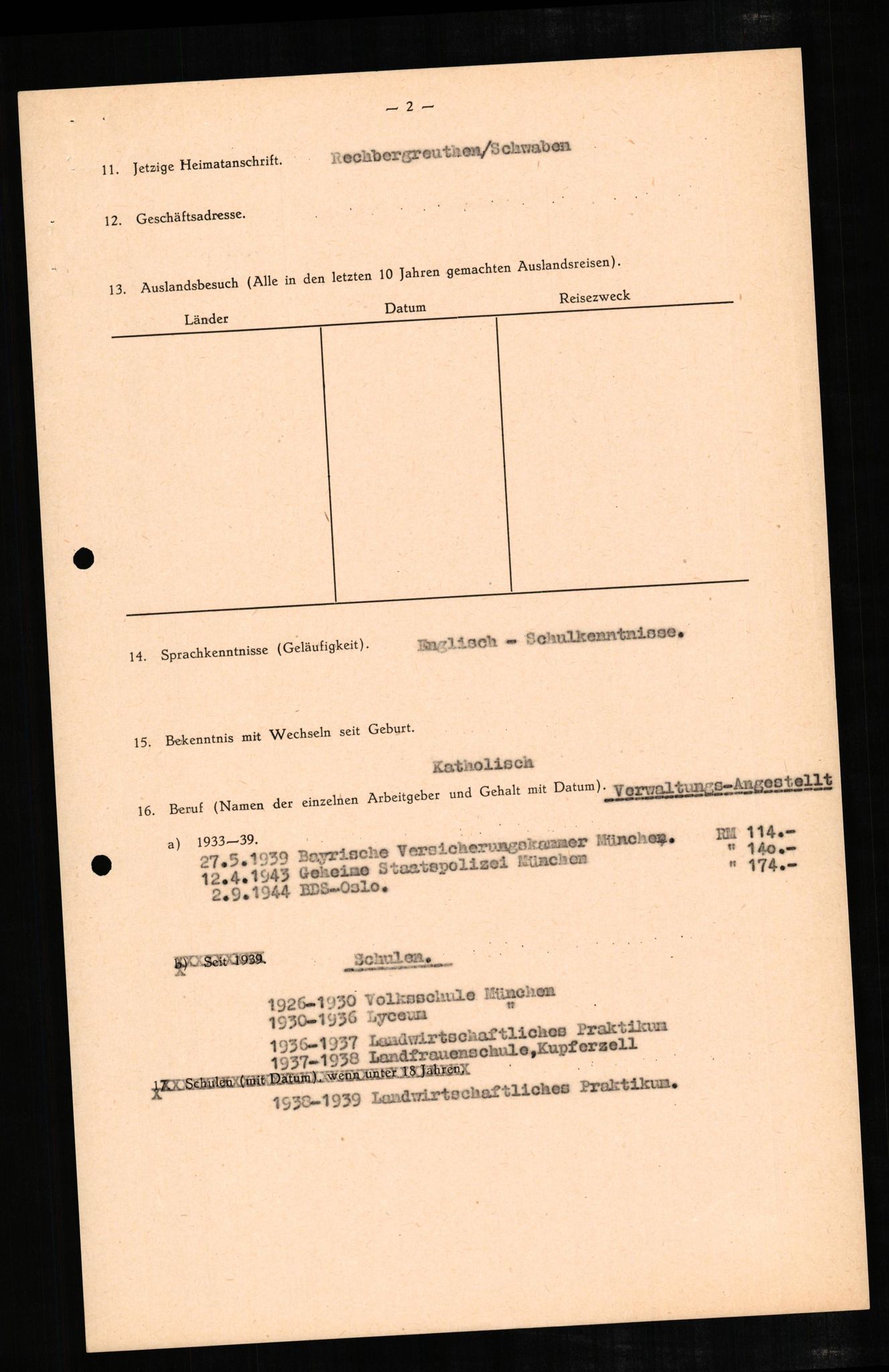 Forsvaret, Forsvarets overkommando II, AV/RA-RAFA-3915/D/Db/L0007: CI Questionaires. Tyske okkupasjonsstyrker i Norge. Tyskere., 1945-1946, p. 176