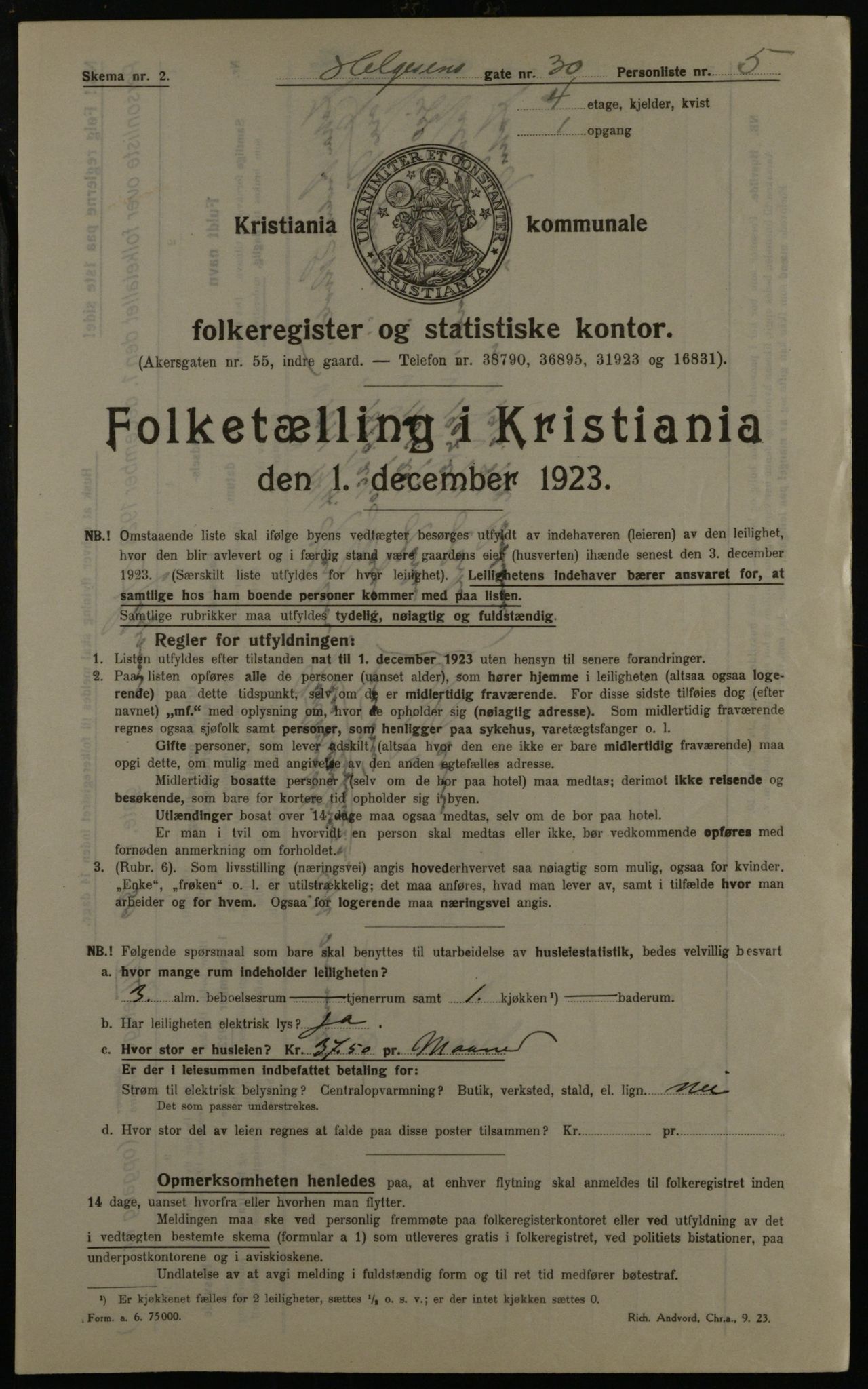 OBA, Municipal Census 1923 for Kristiania, 1923, p. 42731