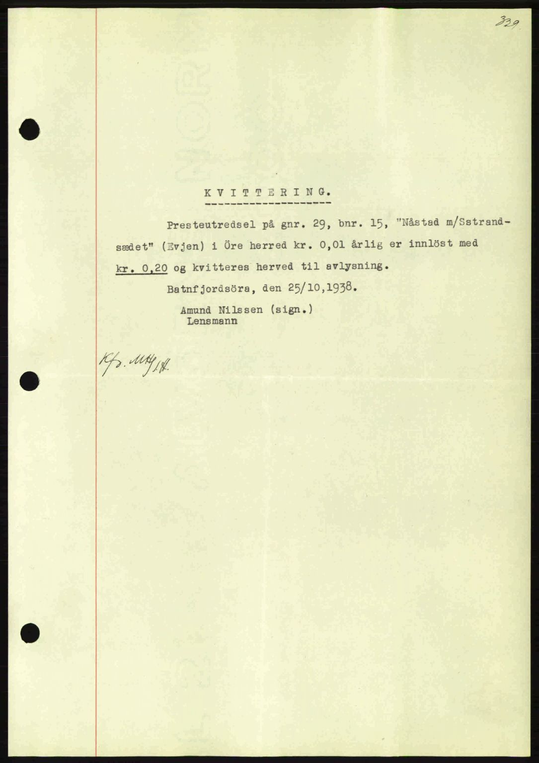 Nordmøre sorenskriveri, AV/SAT-A-4132/1/2/2Ca: Mortgage book no. B86, 1939-1940, Diary no: : 3302/1939