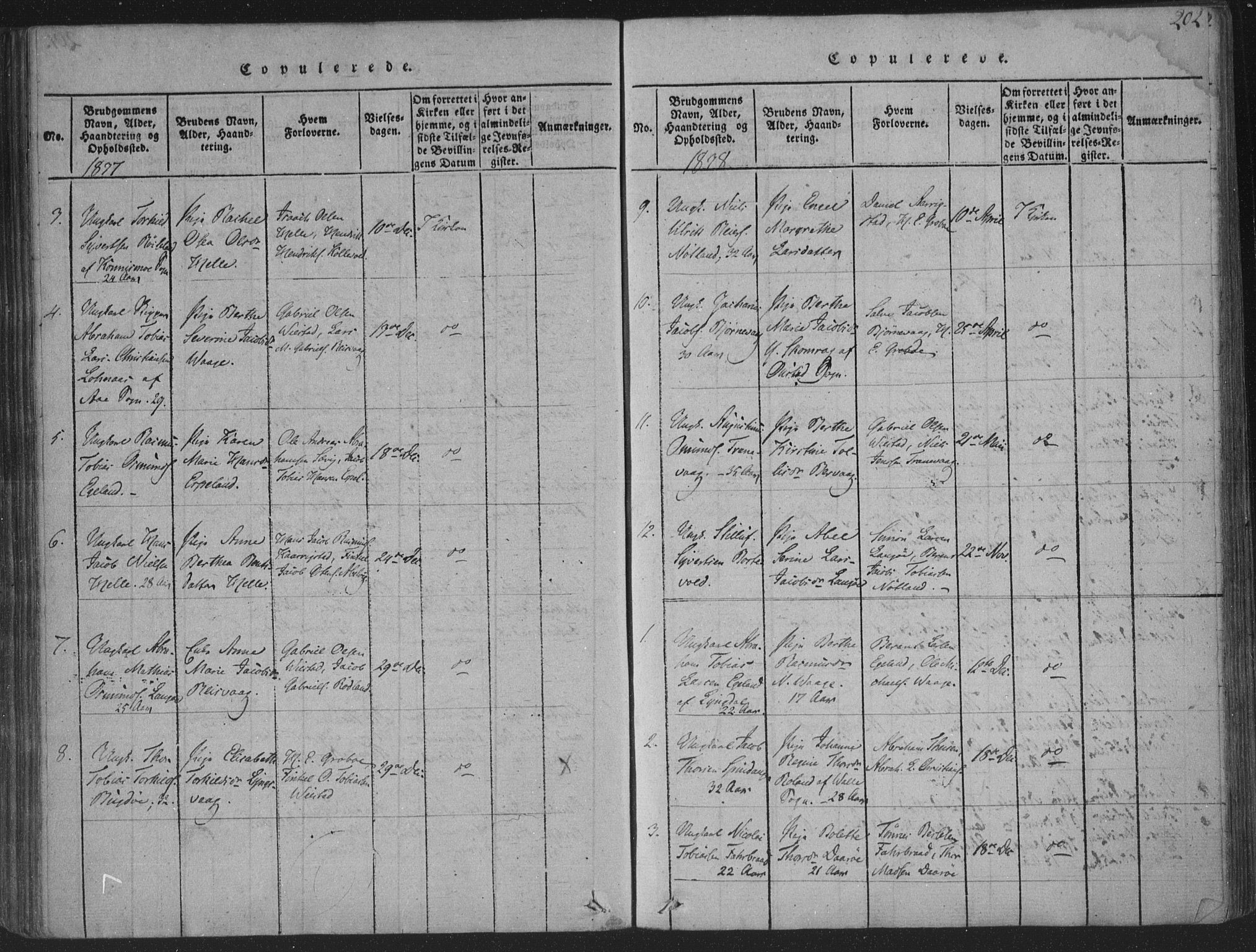 Herad sokneprestkontor, SAK/1111-0018/F/Fa/Fab/L0002: Parish register (official) no. A 2, 1816-1844, p. 202