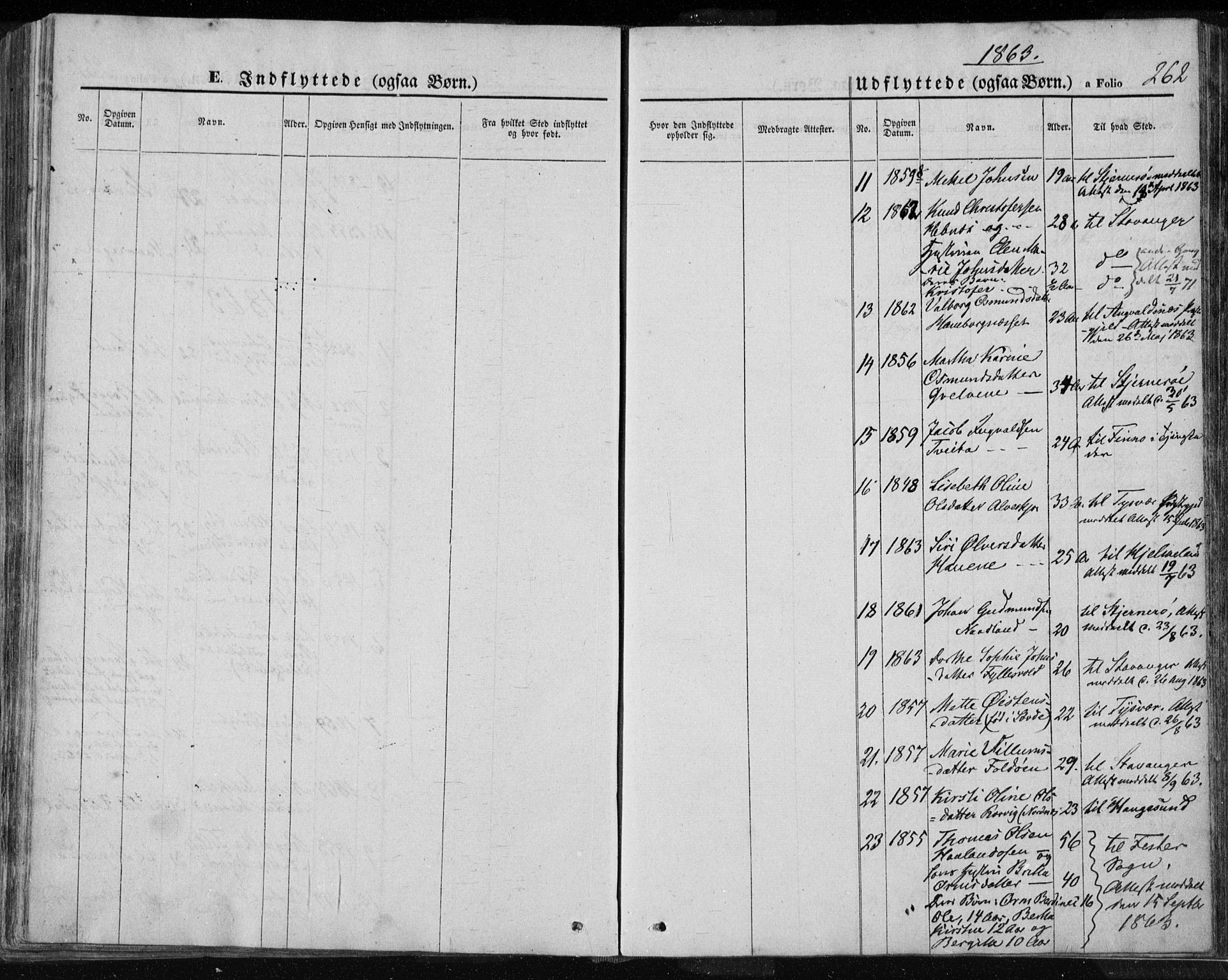 Jelsa sokneprestkontor, AV/SAST-A-101842/01/IV/L0007: Parish register (official) no. A 7, 1854-1866, p. 262