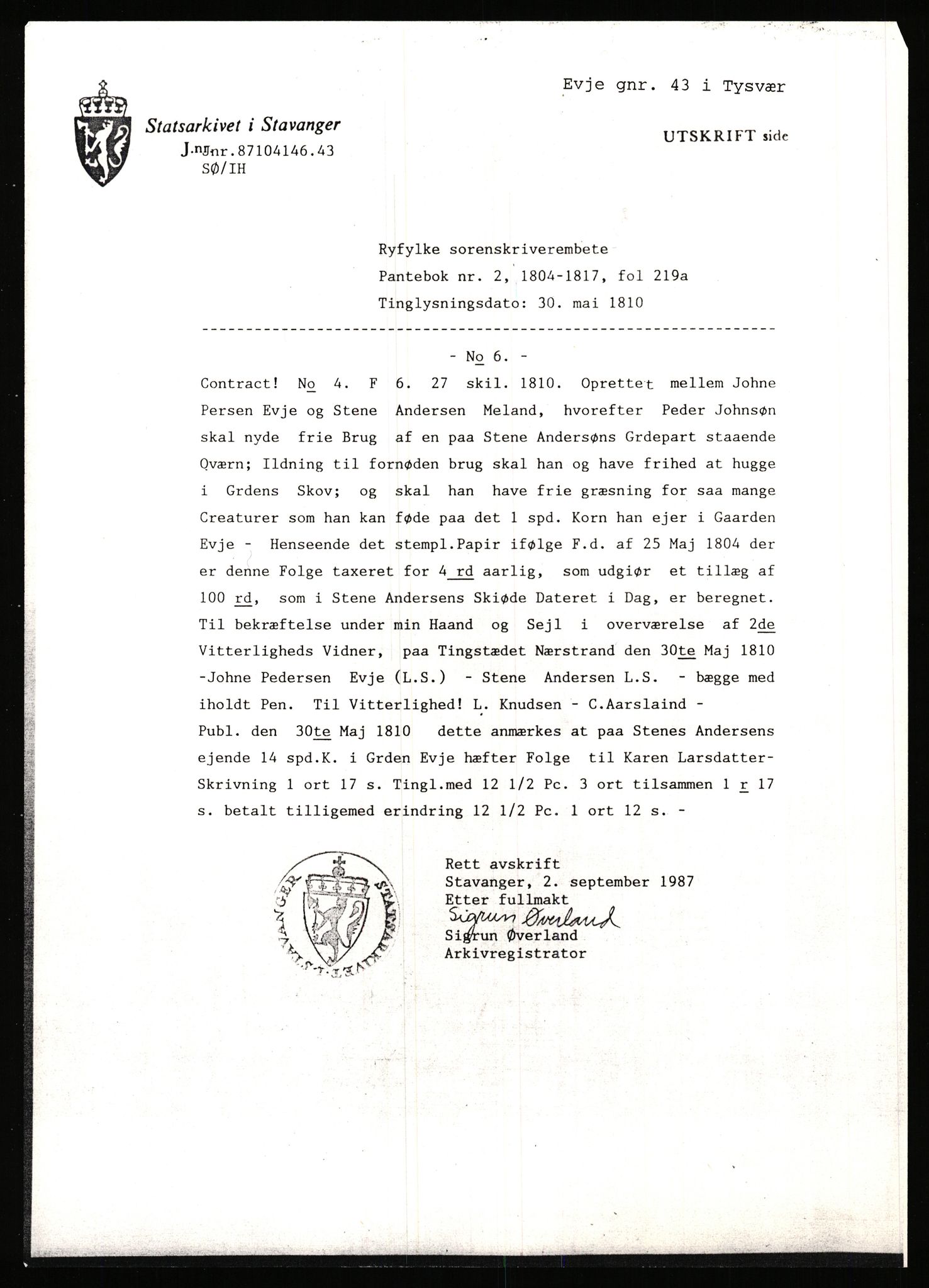 Statsarkivet i Stavanger, AV/SAST-A-101971/03/Y/Yj/L0019: Avskrifter sortert etter gårdsnavn: Evje - Ferkingstad, 1750-1930, p. 2