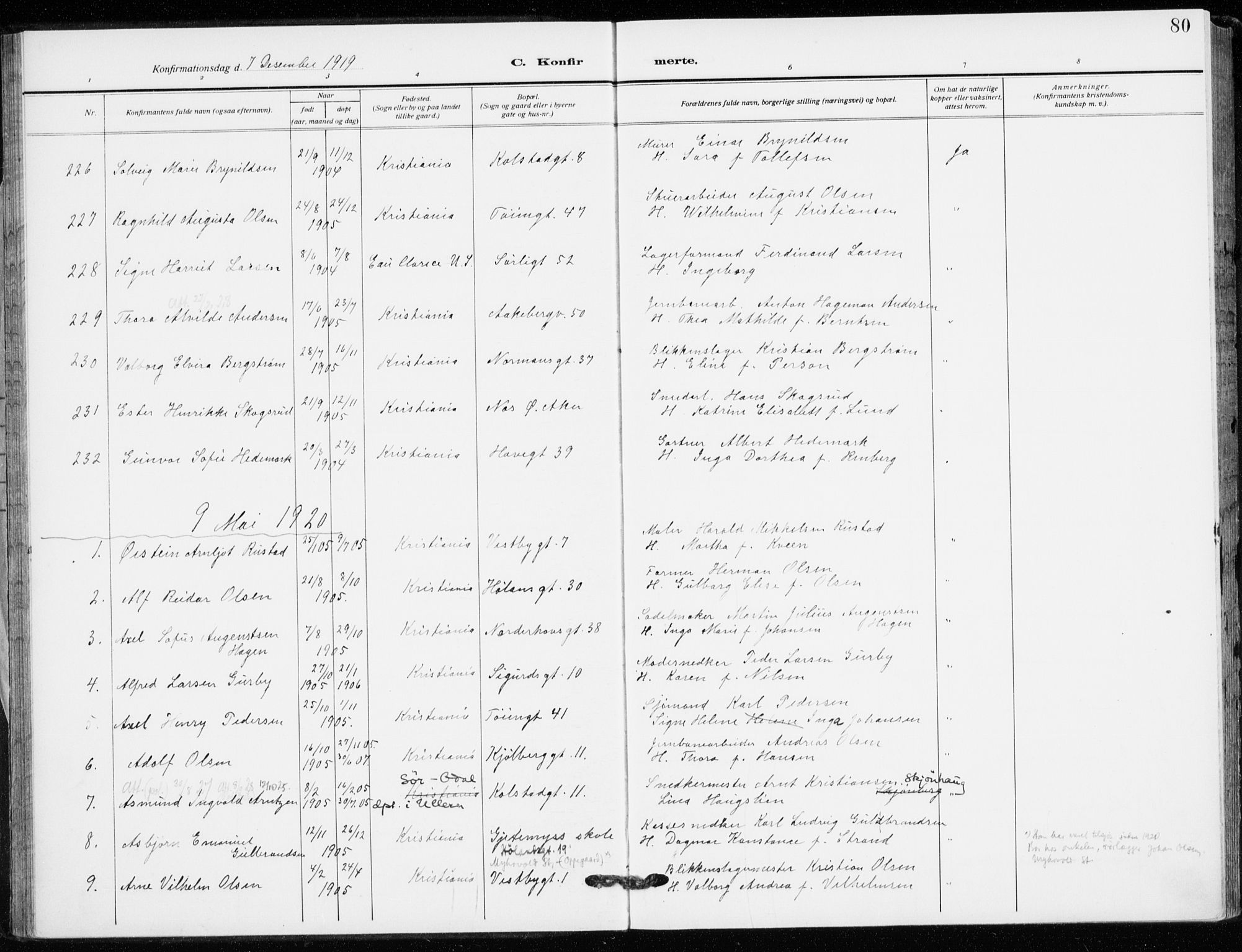 Kampen prestekontor Kirkebøker, SAO/A-10853/F/Fa/L0013: Parish register (official) no. I 13, 1917-1922, p. 80