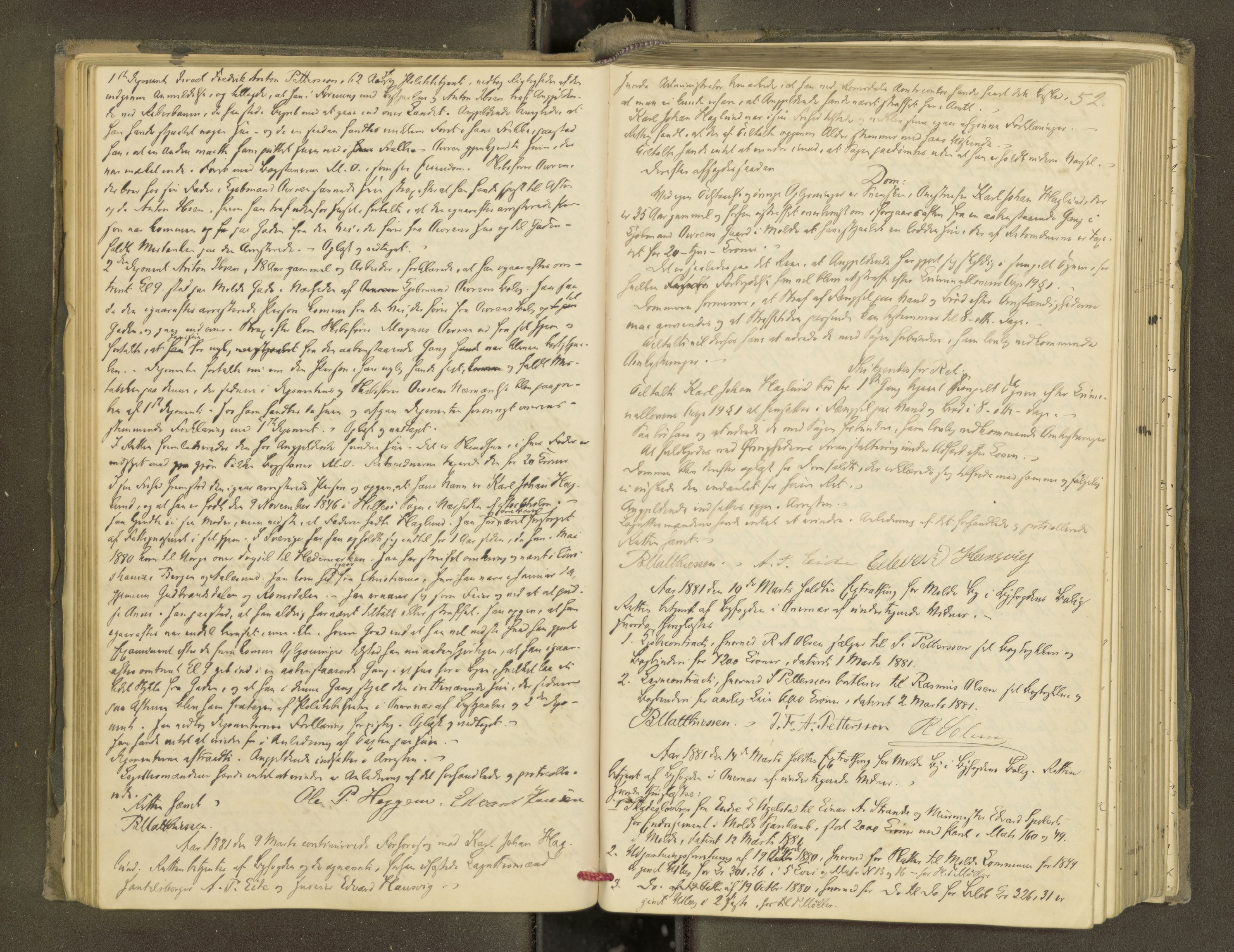 Molde byfogd, AV/SAT-A-0025/1/1A/L0012: Justisprotokoll, 1879-1890, p. 51b-52a