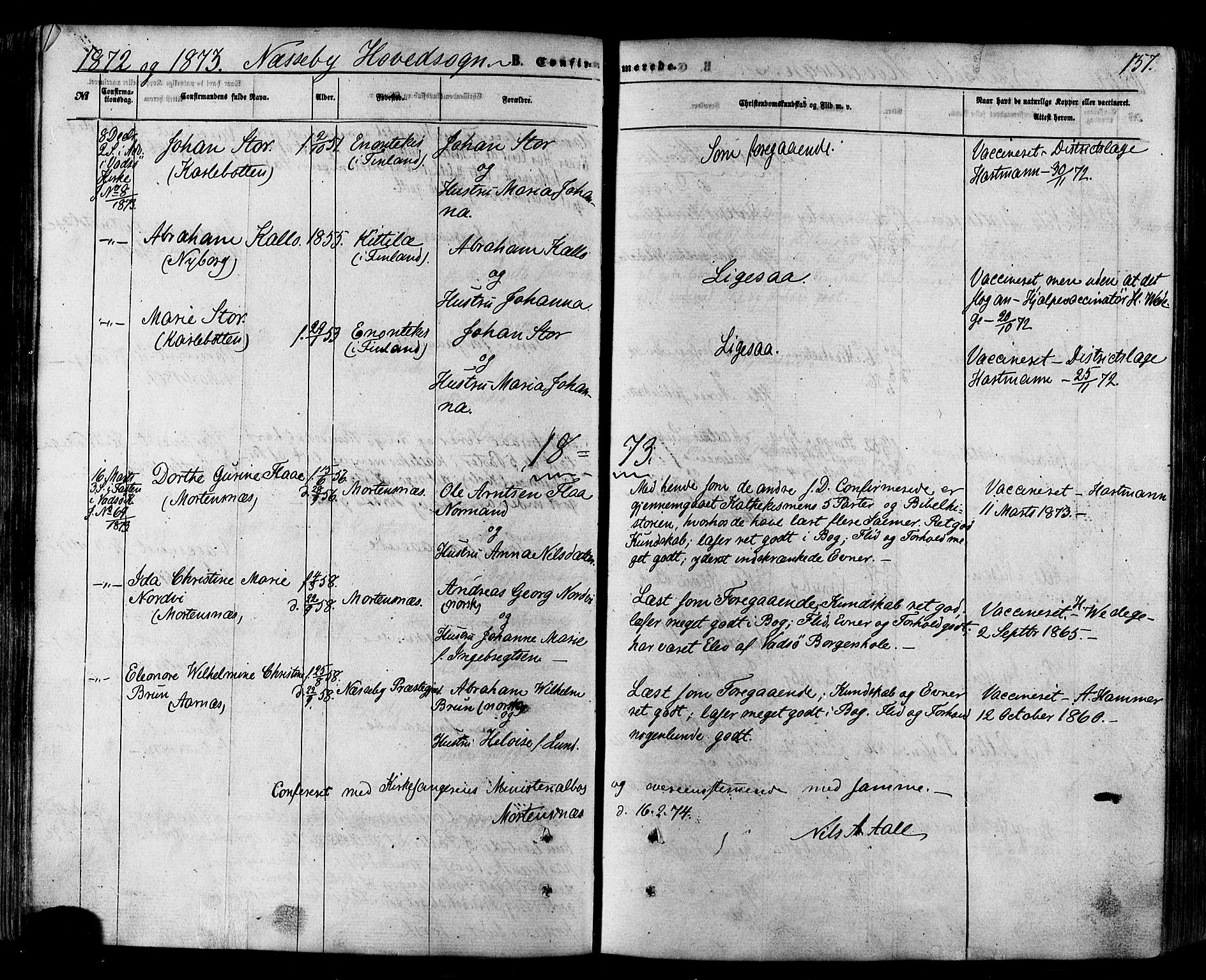 Nesseby sokneprestkontor, SATØ/S-1330/H/Ha/L0003kirke: Parish register (official) no. 3 /1, 1865-1876, p. 157