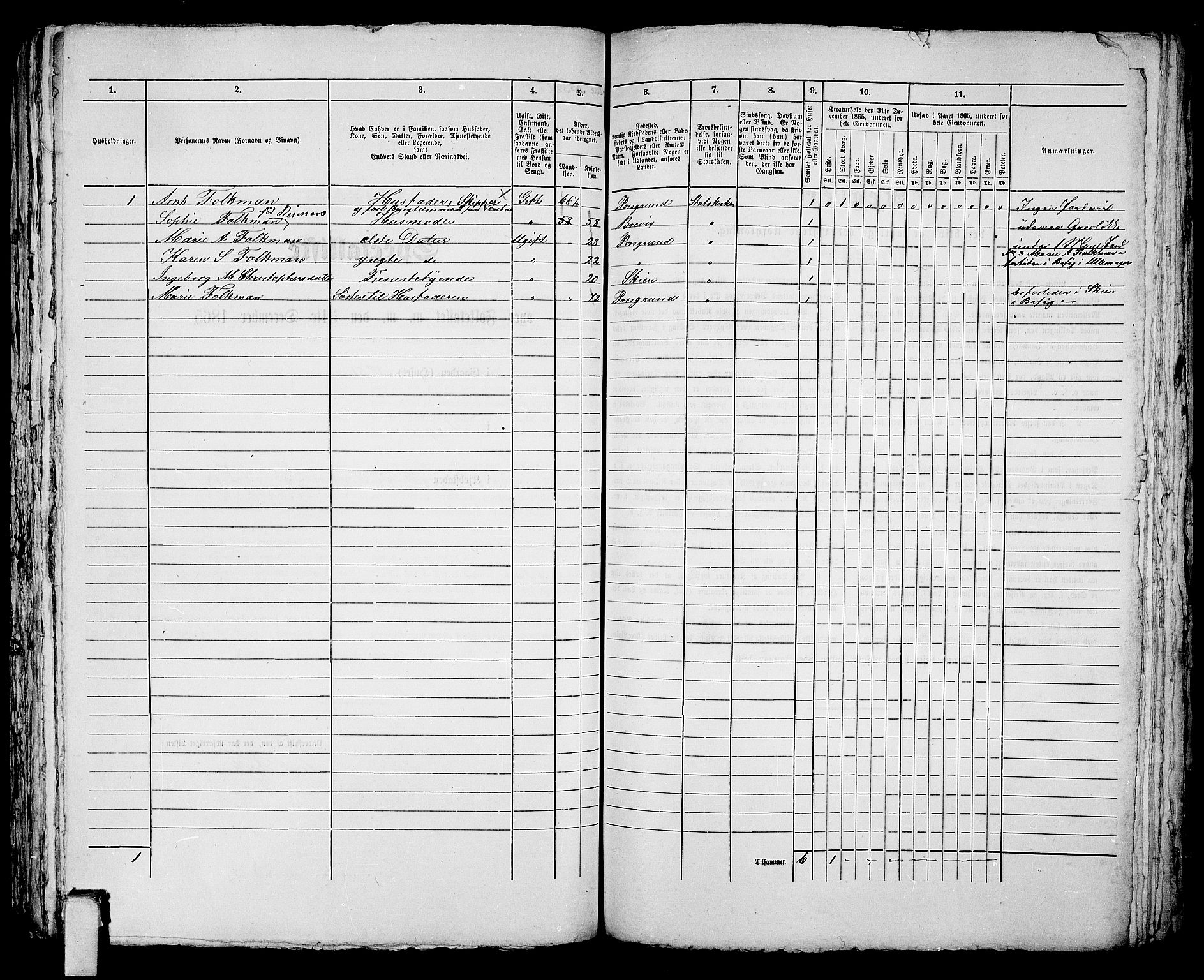 RA, 1865 census for Porsgrunn, 1865, p. 661