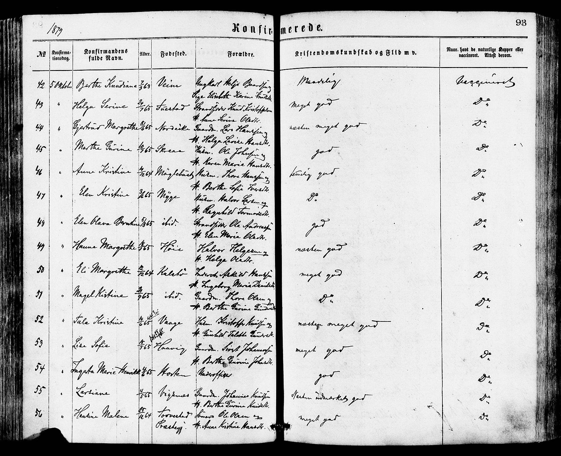 Avaldsnes sokneprestkontor, AV/SAST-A -101851/H/Ha/Haa/L0012: Parish register (official) no. A 12, 1865-1880, p. 93