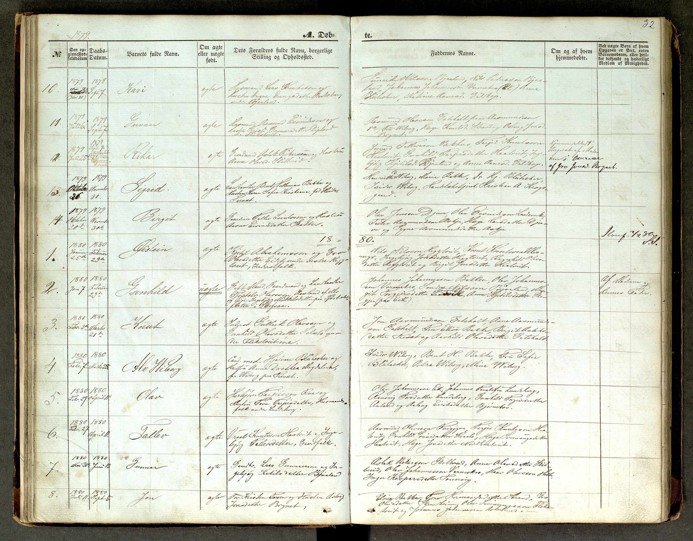 Lårdal kirkebøker, AV/SAKO-A-284/G/Ga/L0002: Parish register (copy) no. I 2, 1861-1890, p. 32