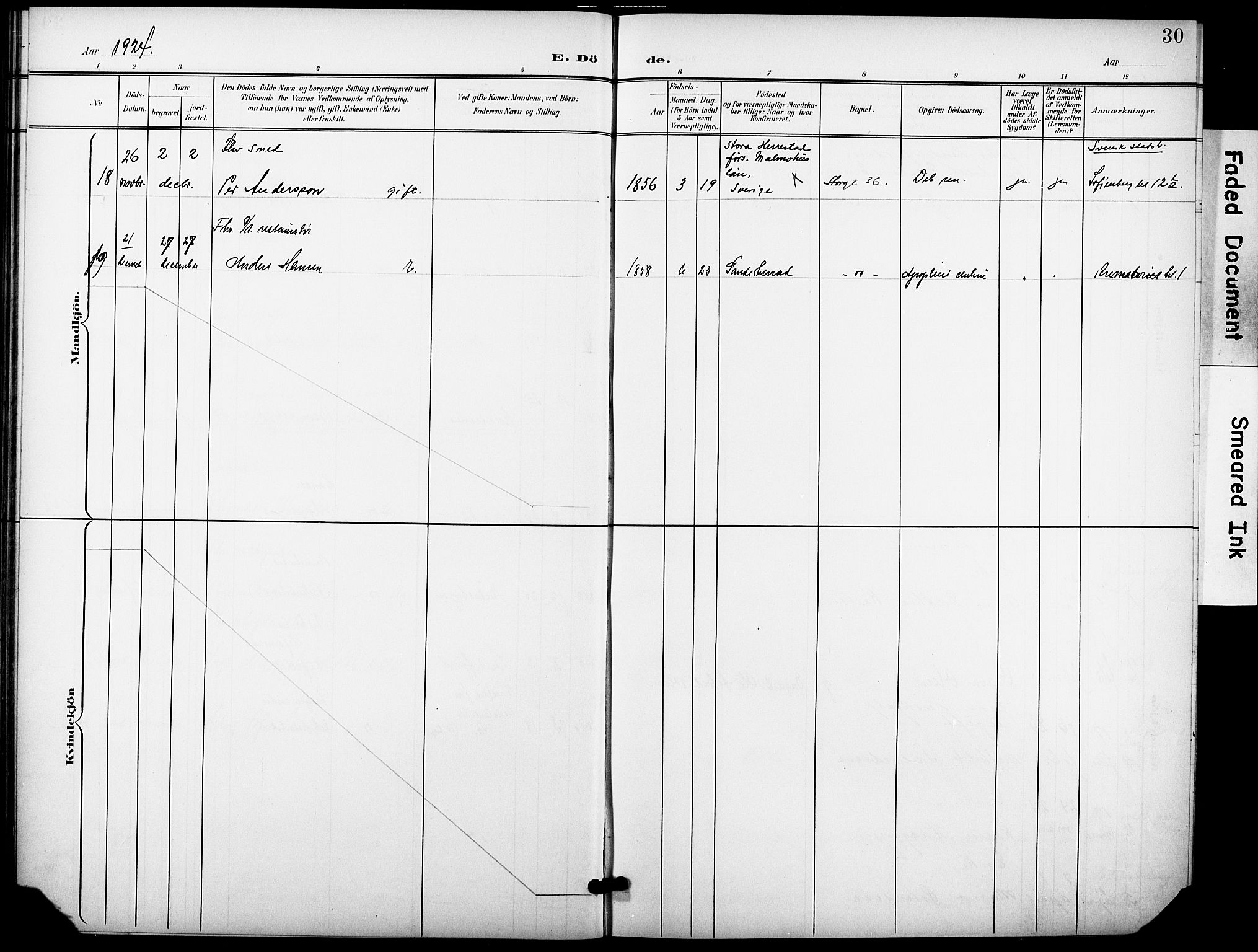 Krohgstøtten sykehusprest Kirkebøker, AV/SAO-A-10854/F/Fa/L0004: Parish register (official) no. 4, 1900-1935, p. 30