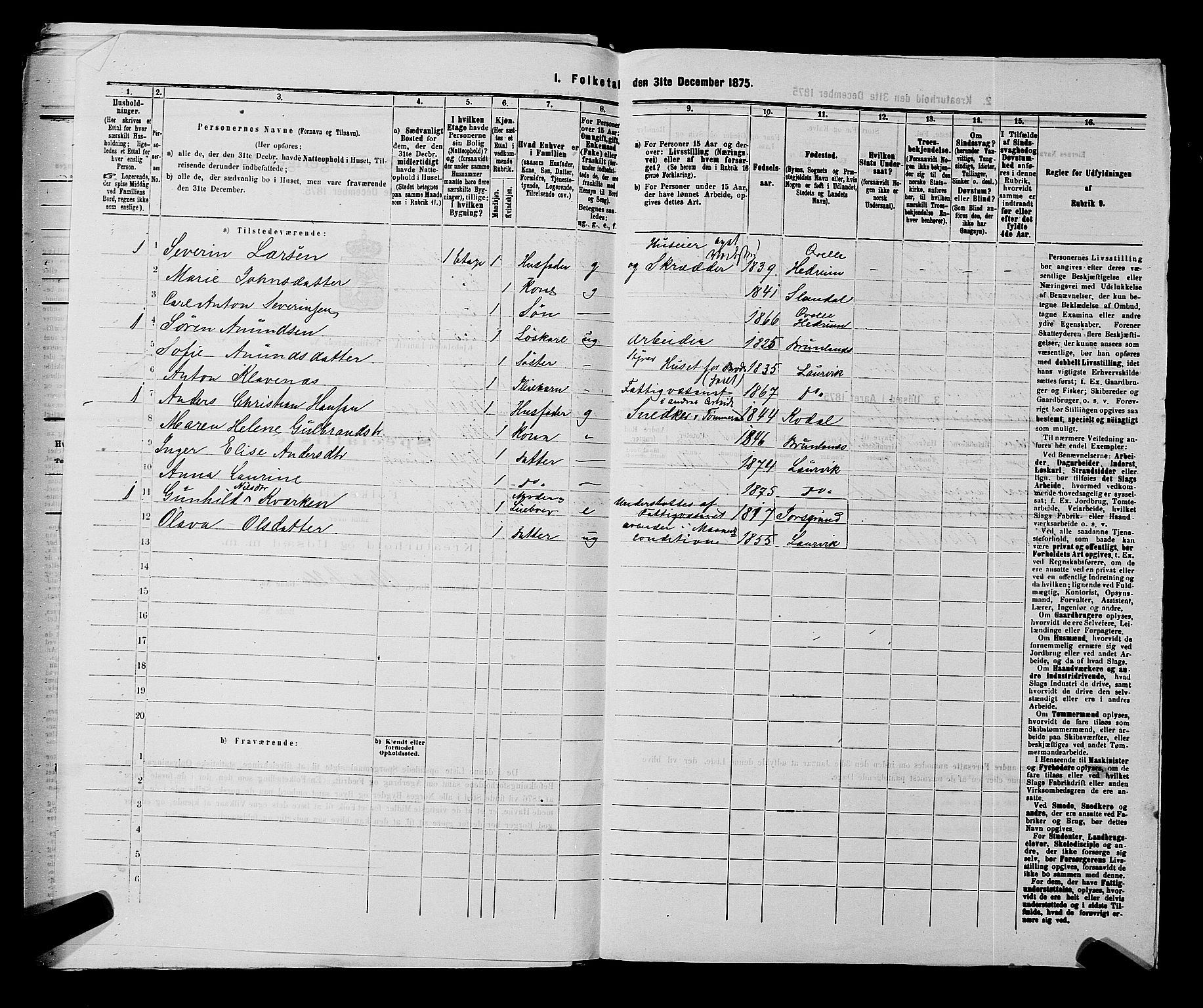 SAKO, 1875 census for 0707P Larvik, 1875, p. 754