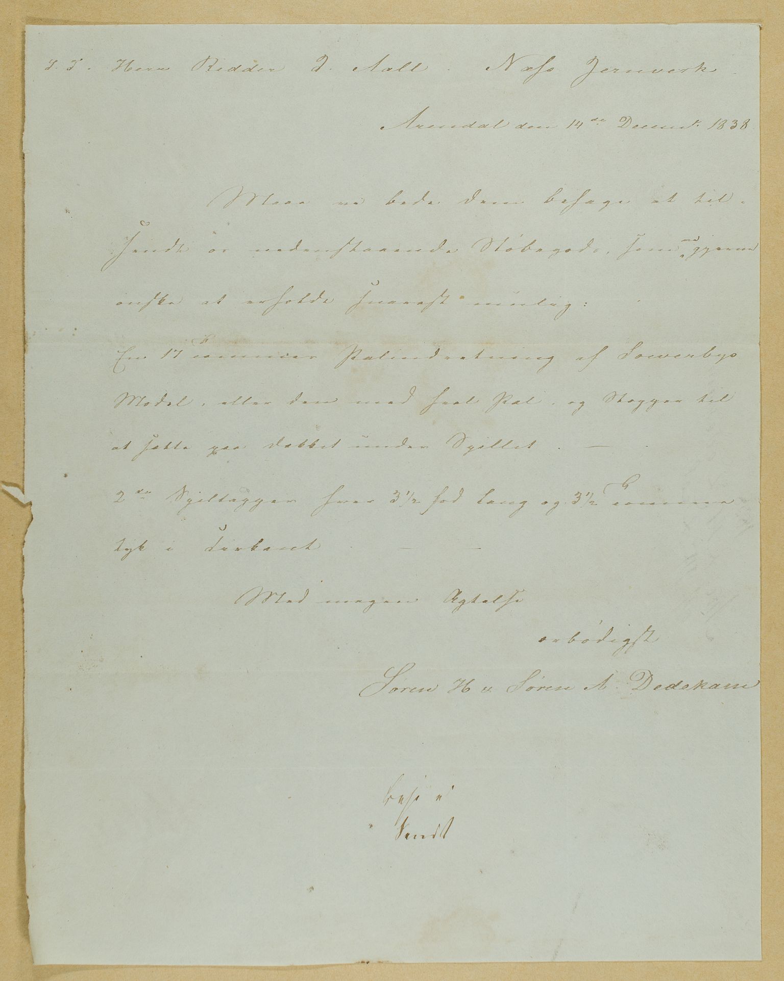 Familien Aalls privatarkiv , NESJ/NJM-005/E-00004/L0010: Inngående brev 1838, del 2, 1838