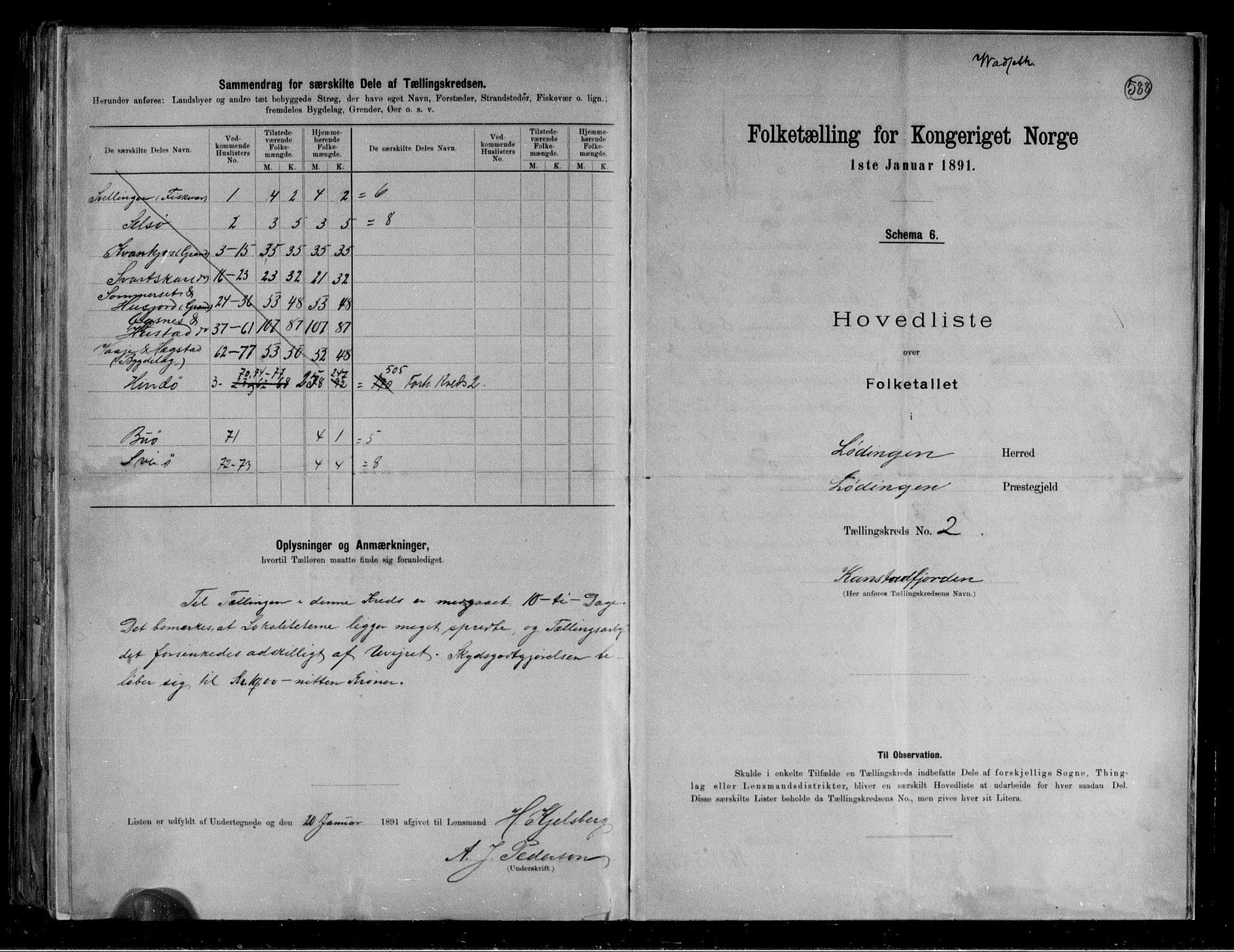 RA, 1891 census for 1851 Lødingen, 1891, p. 6