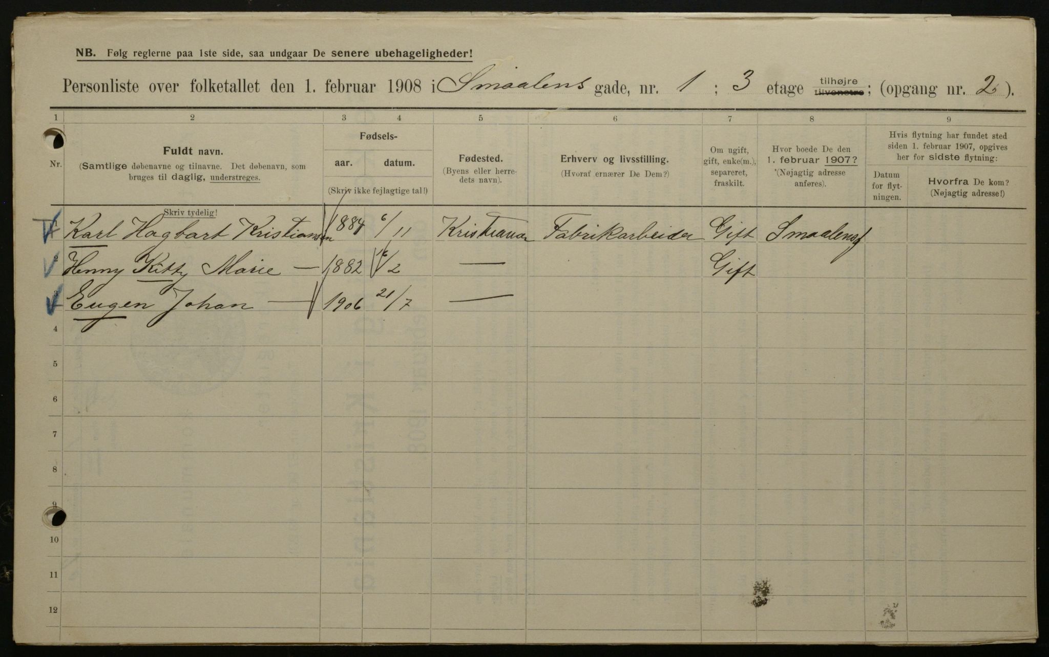 OBA, Municipal Census 1908 for Kristiania, 1908, p. 87922