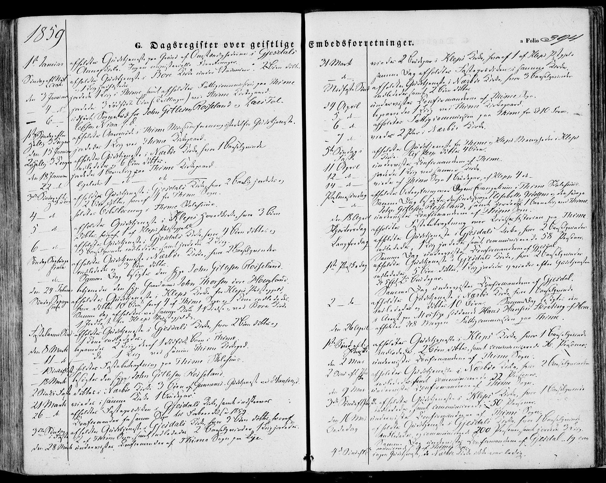 Lye sokneprestkontor, SAST/A-101794/001/30BA/L0007: Parish register (official) no. A 6, 1856-1871, p. 394
