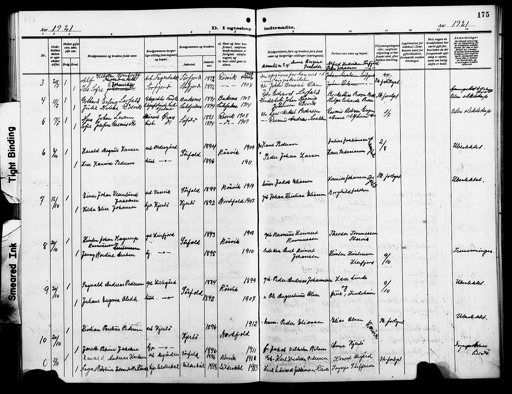 Ministerialprotokoller, klokkerbøker og fødselsregistre - Nordland, AV/SAT-A-1459/854/L0787: Parish register (copy) no. 854C03, 1913-1926, p. 175