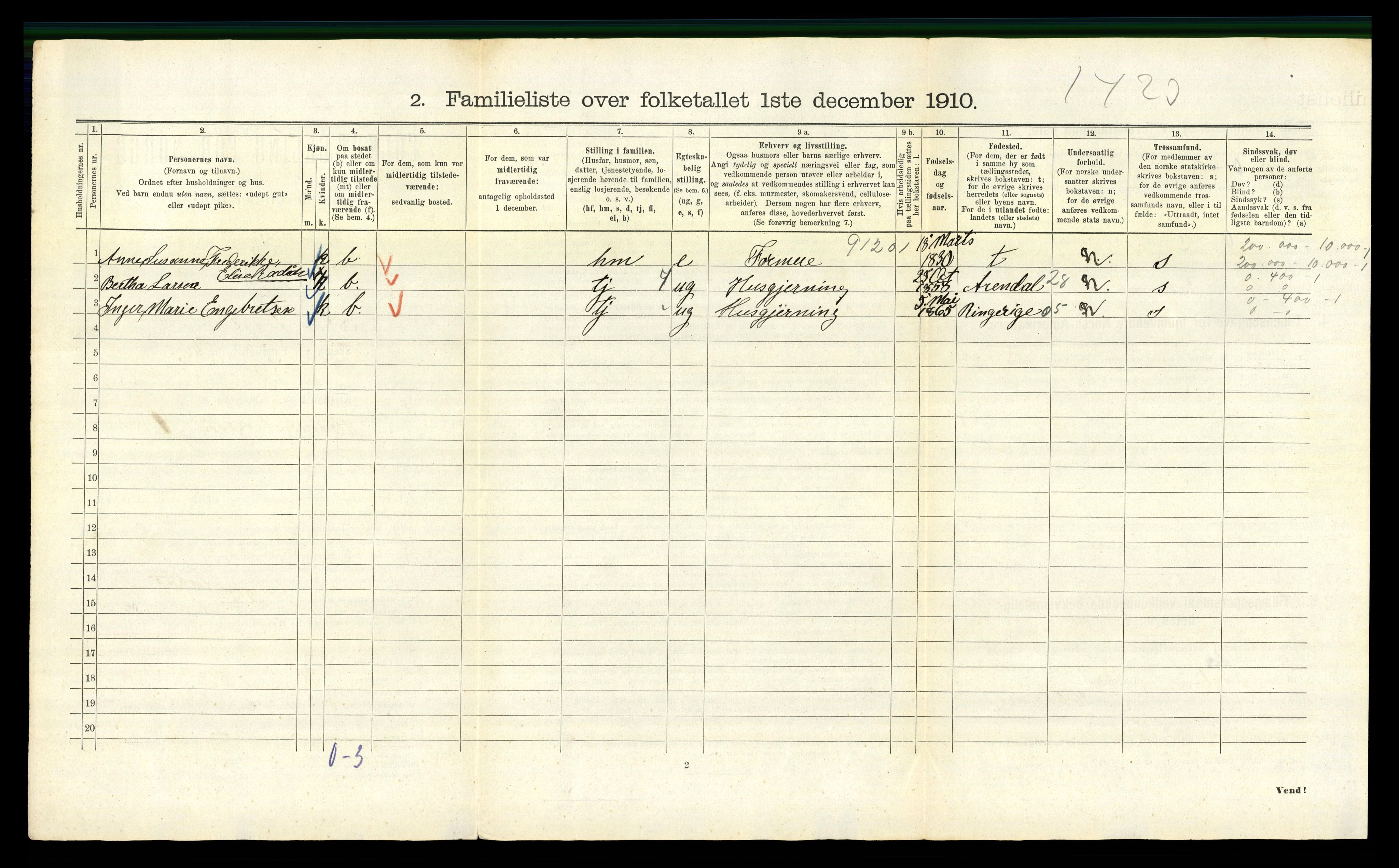 RA, 1910 census for Kristiania, 1910, p. 115464