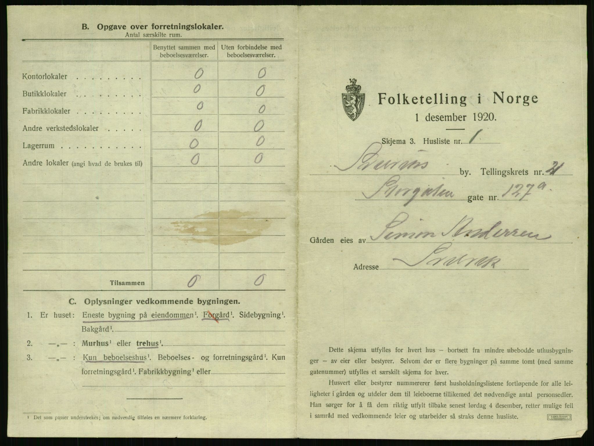 SAKO, 1920 census for Svelvik, 1920, p. 275