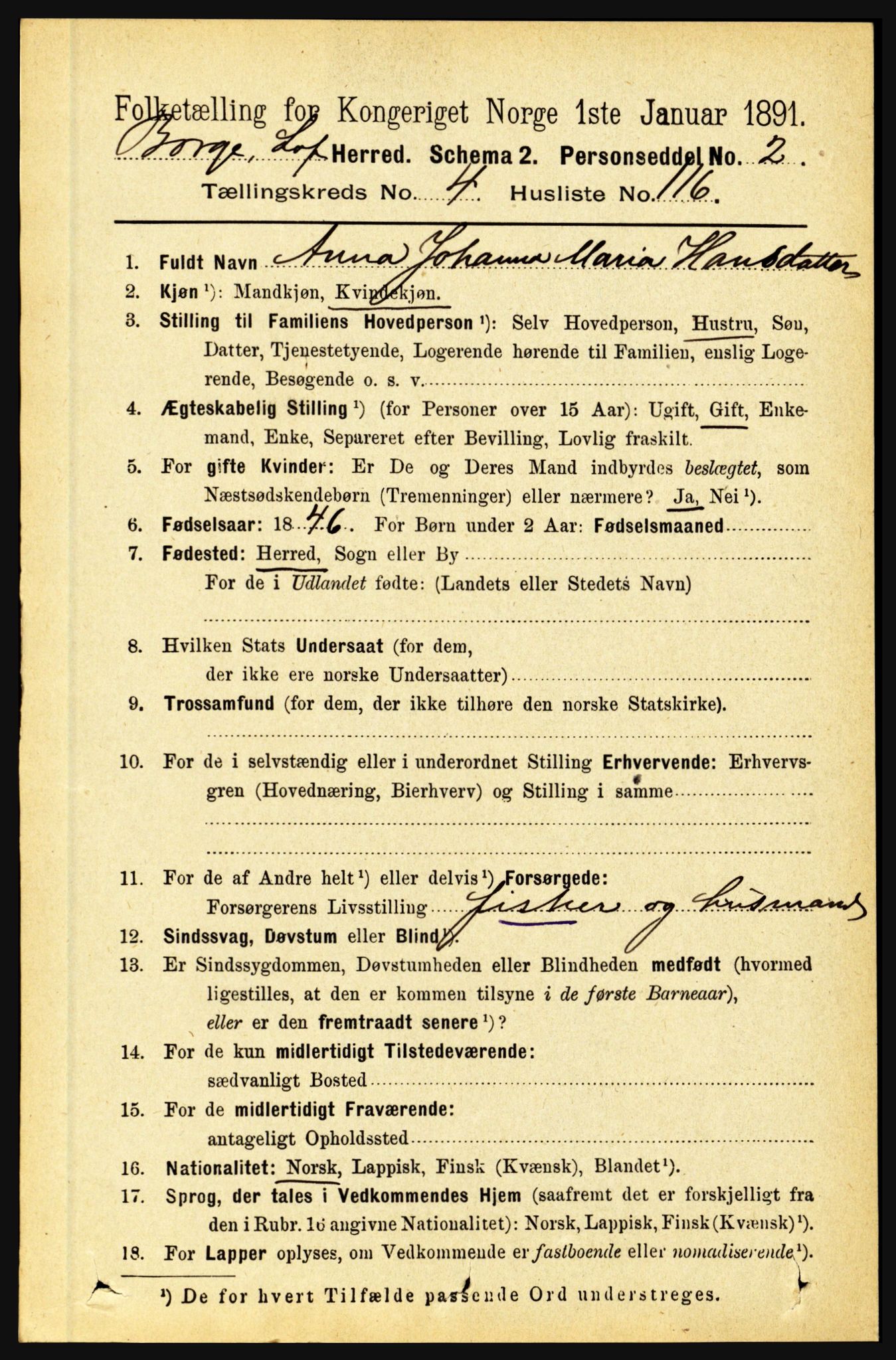 RA, 1891 census for 1862 Borge, 1891, p. 2940