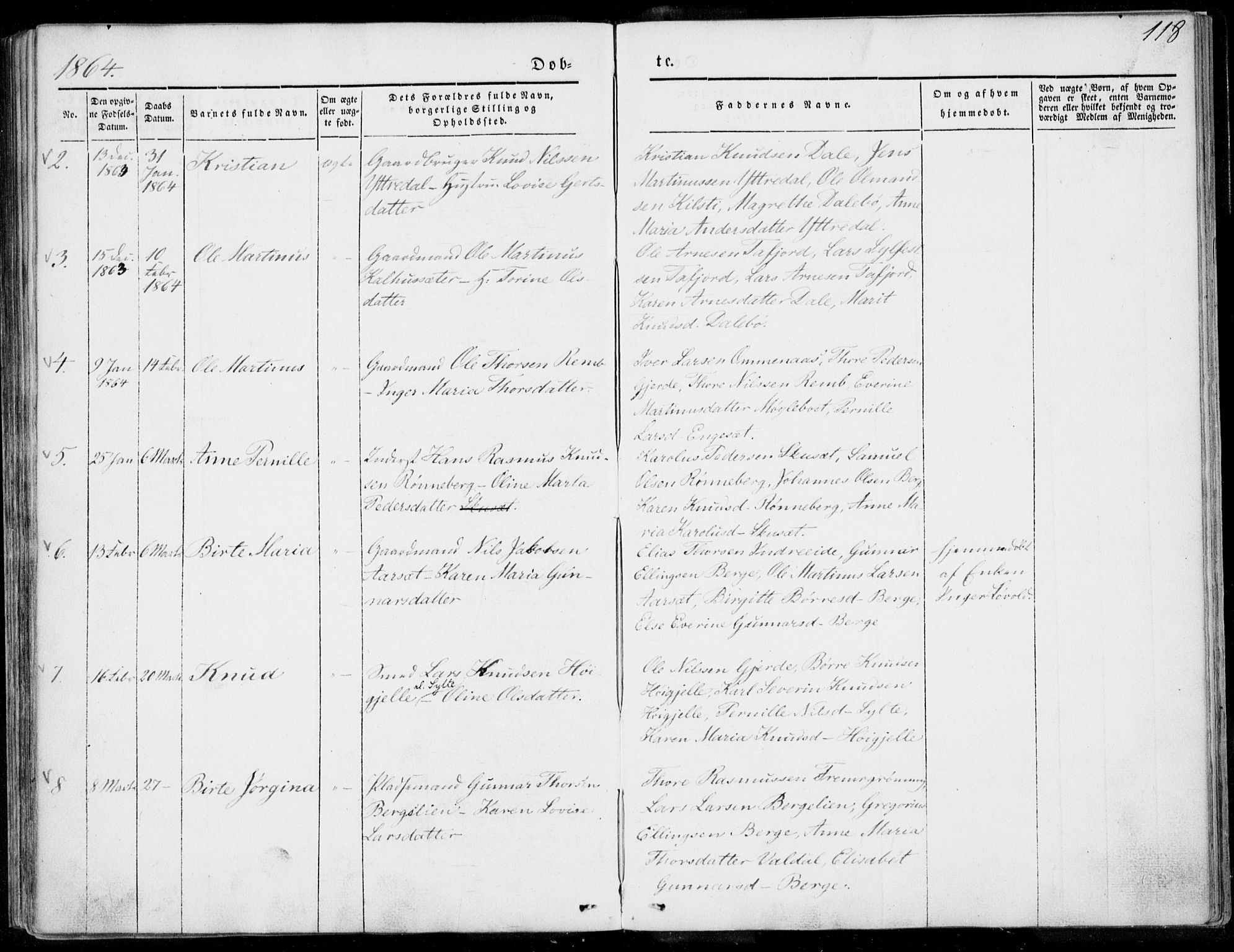 Ministerialprotokoller, klokkerbøker og fødselsregistre - Møre og Romsdal, SAT/A-1454/519/L0249: Parish register (official) no. 519A08, 1846-1868, p. 118
