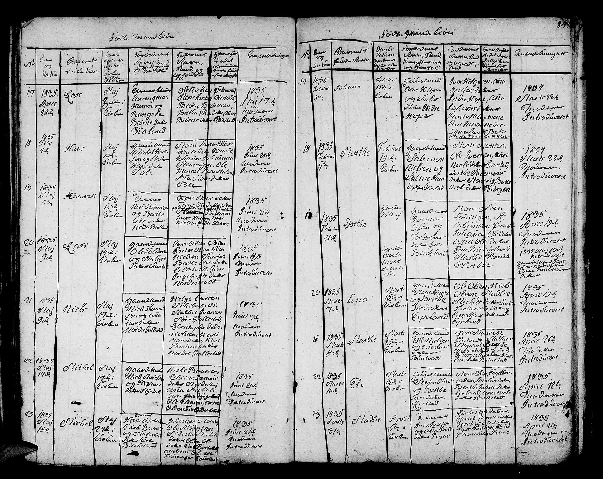 Fana Sokneprestembete, AV/SAB-A-75101/H/Hab/Habc/L0001: Parish register (copy) no. C 1, 1824-1837, p. 84