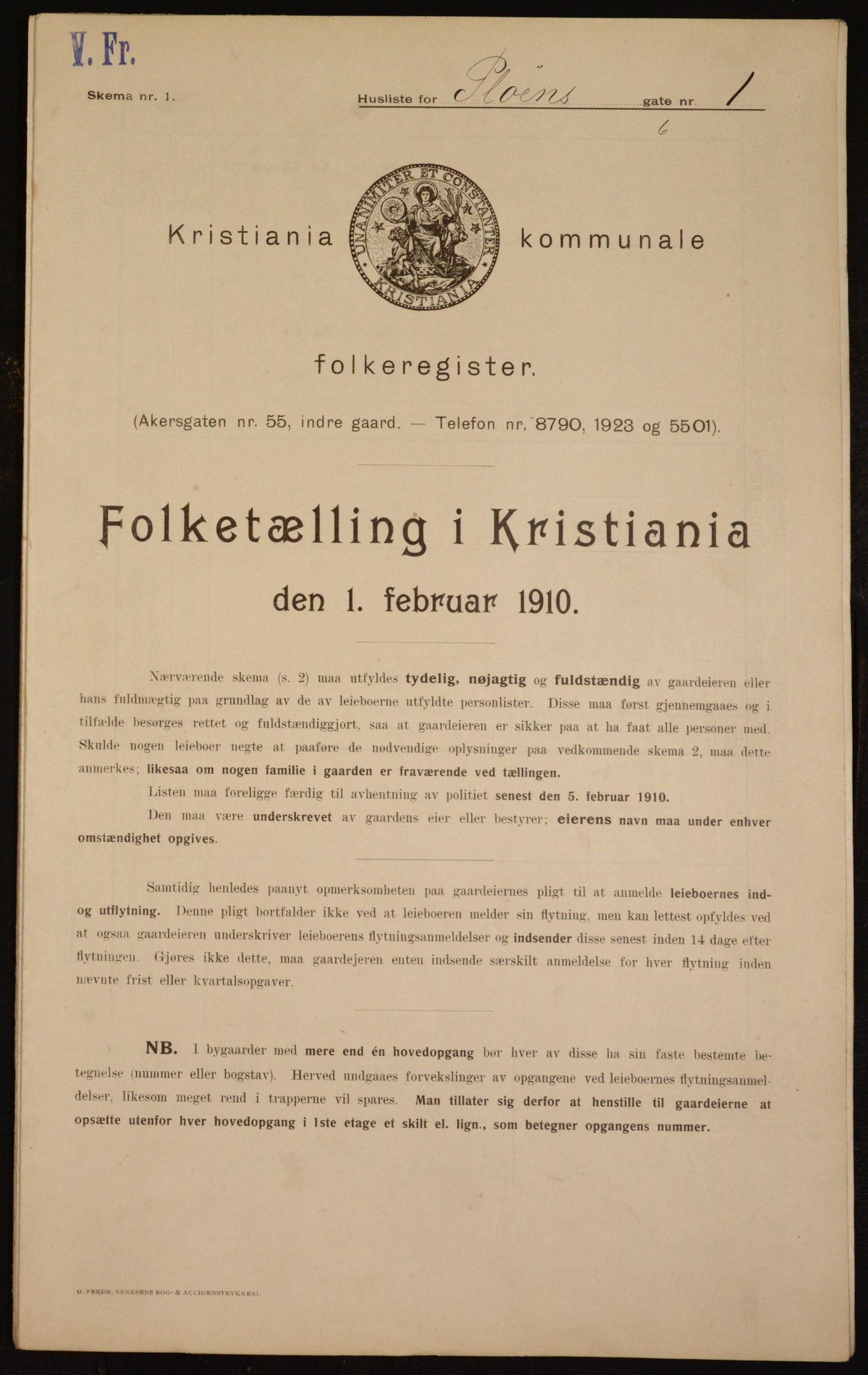 OBA, Municipal Census 1910 for Kristiania, 1910, p. 77604