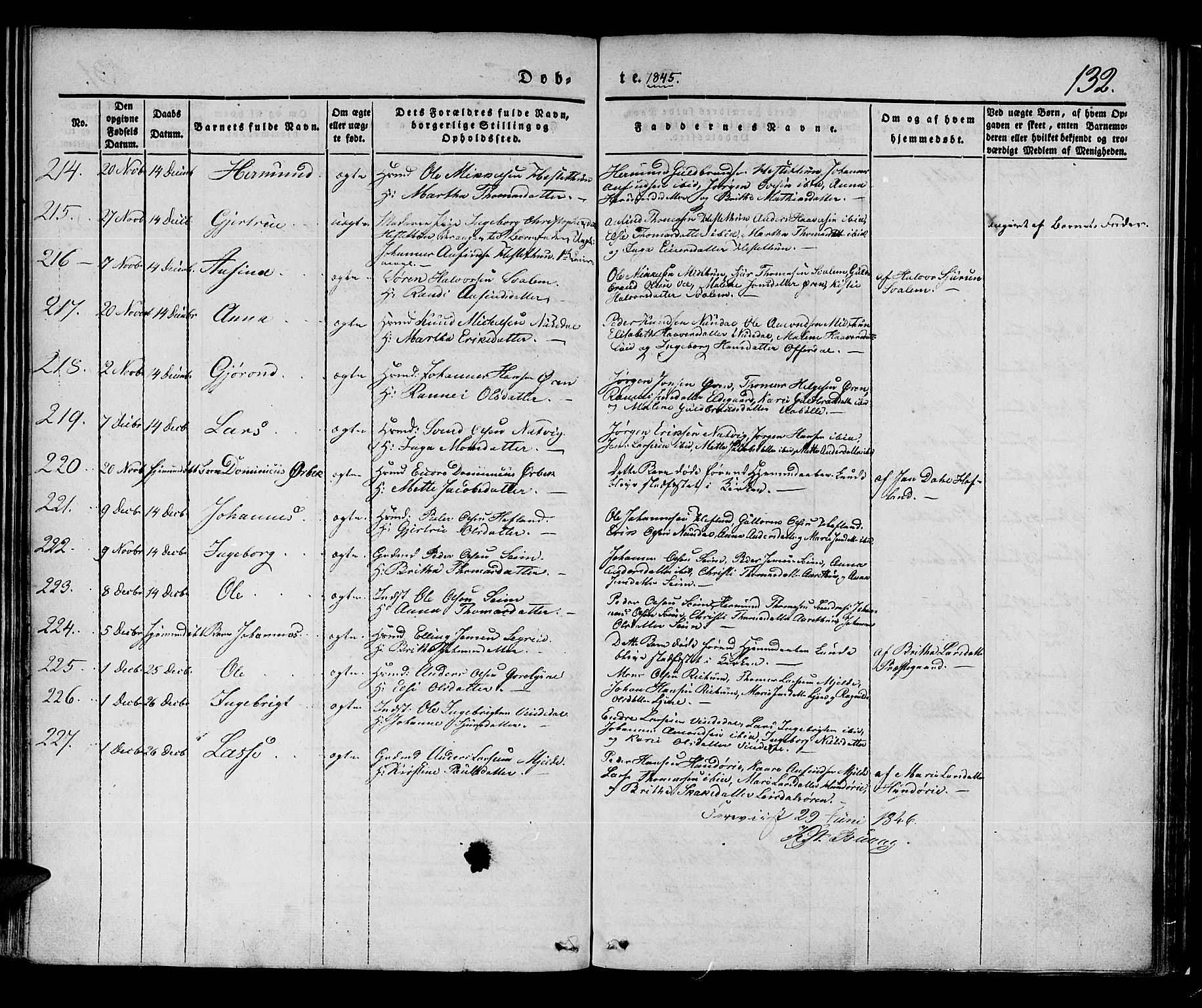 Lærdal sokneprestembete, SAB/A-81201: Parish register (official) no. A 6, 1835-1849, p. 132