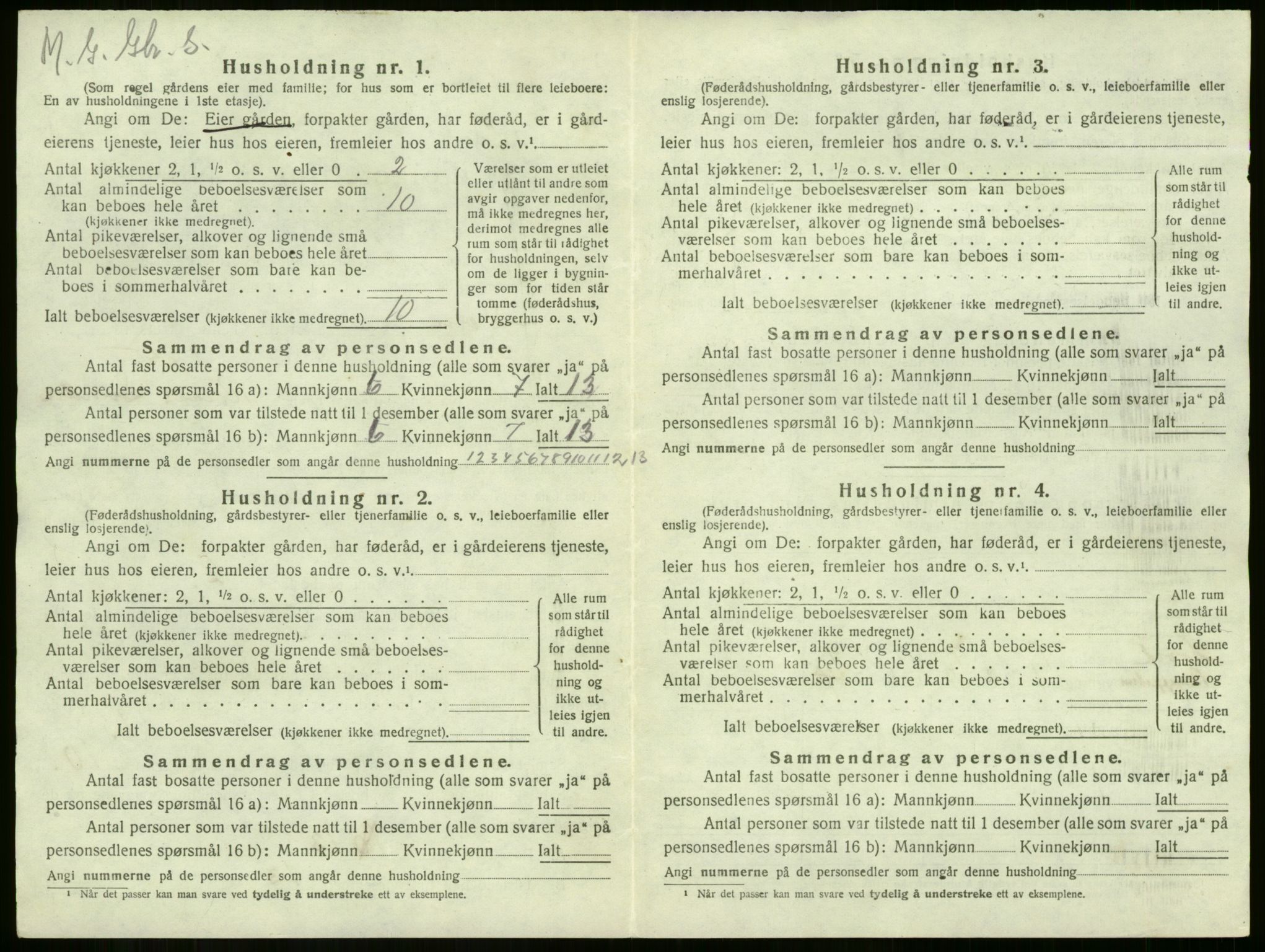 SAKO, 1920 census for Sem, 1920, p. 1442