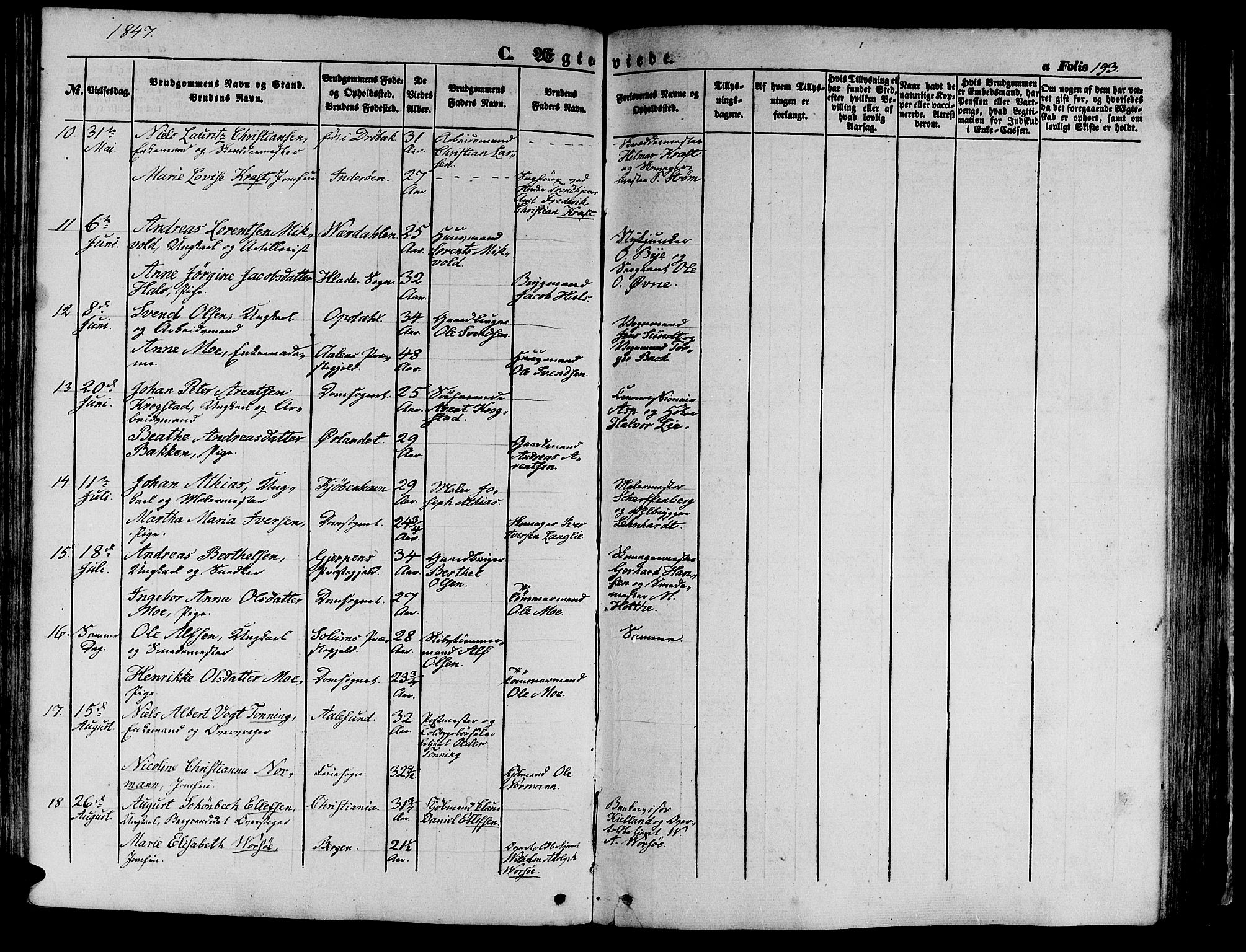 Ministerialprotokoller, klokkerbøker og fødselsregistre - Sør-Trøndelag, SAT/A-1456/602/L0137: Parish register (copy) no. 602C05, 1846-1856, p. 193