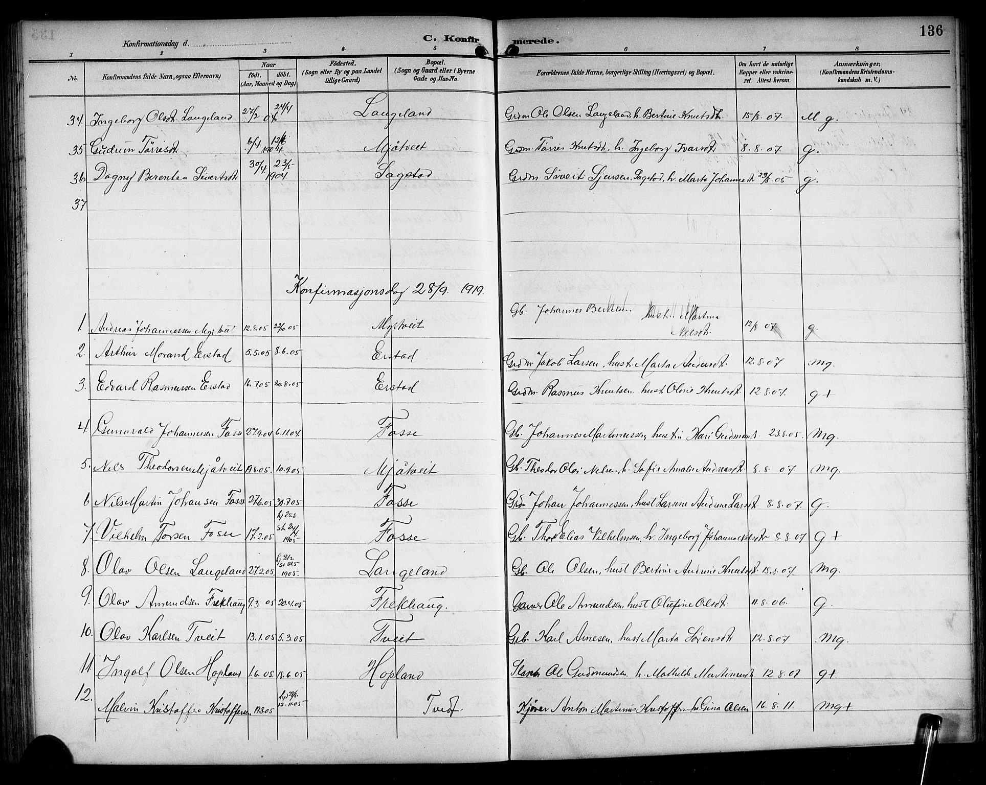 Alversund Sokneprestembete, SAB/A-73901/H/Ha/Hab: Parish register (copy) no. C 4, 1894-1924, p. 136