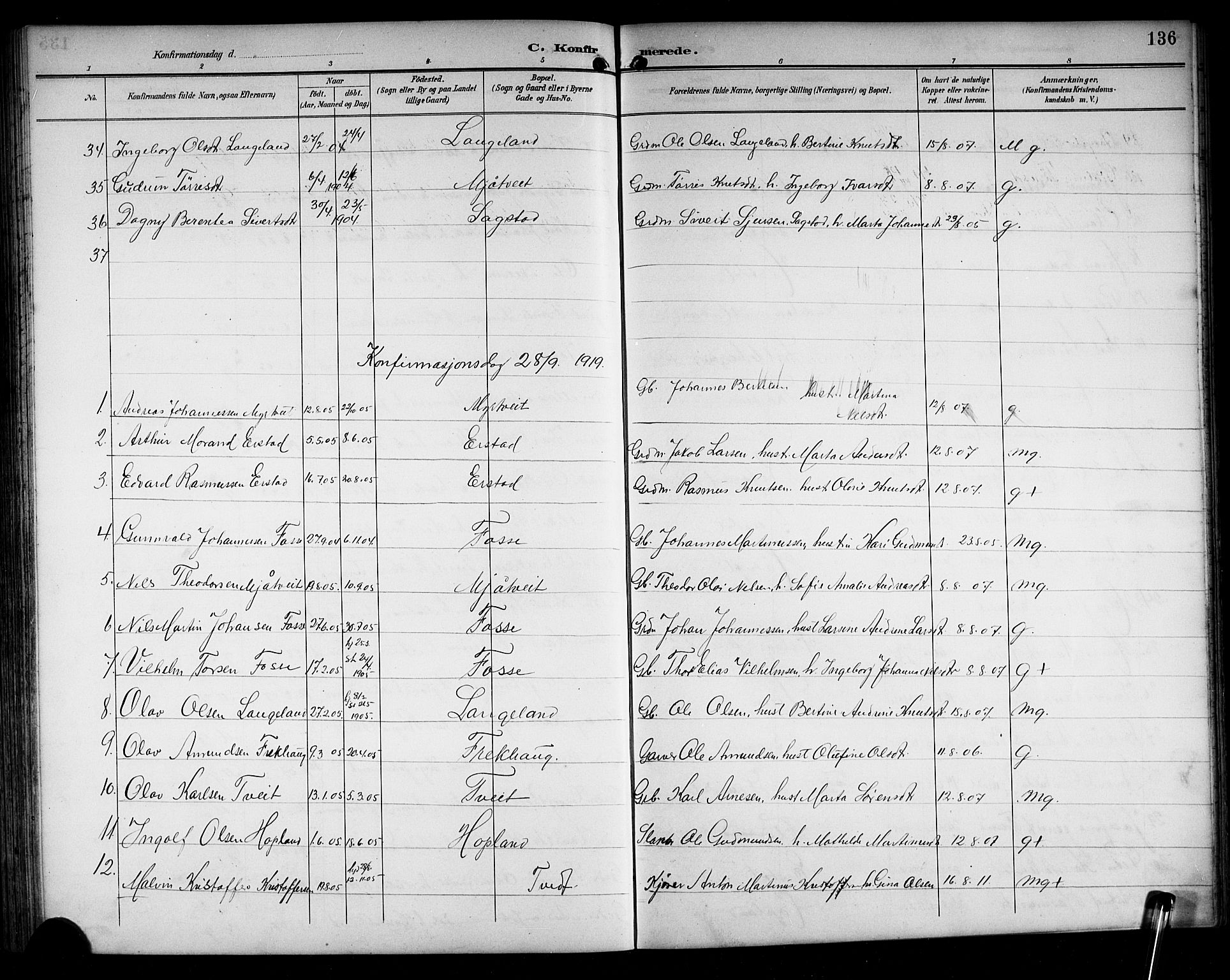Alversund Sokneprestembete, AV/SAB-A-73901/H/Ha/Hab: Parish register (copy) no. C 4, 1894-1924, p. 136