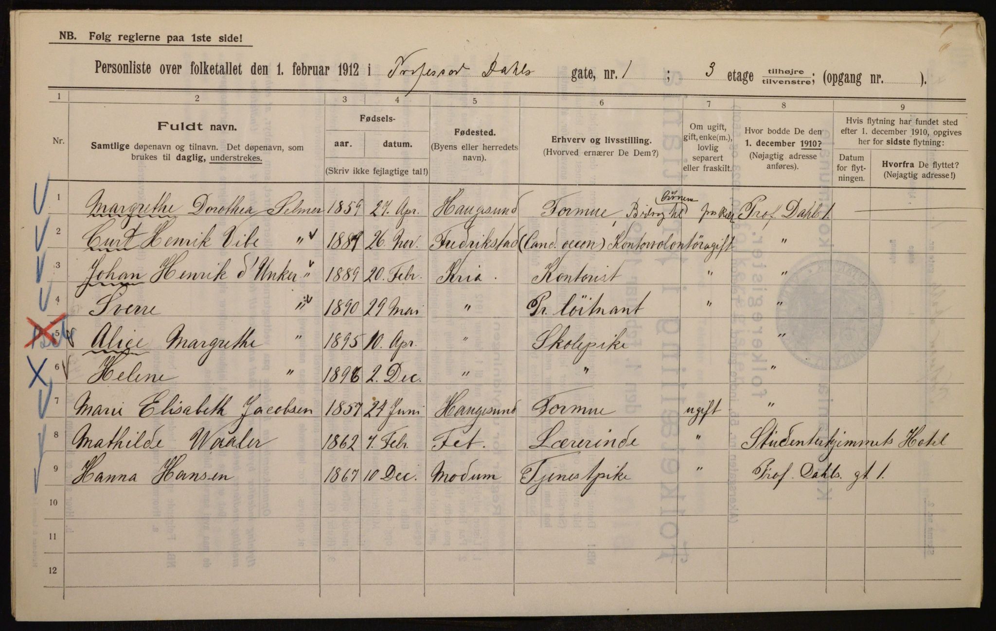 OBA, Municipal Census 1912 for Kristiania, 1912, p. 81632