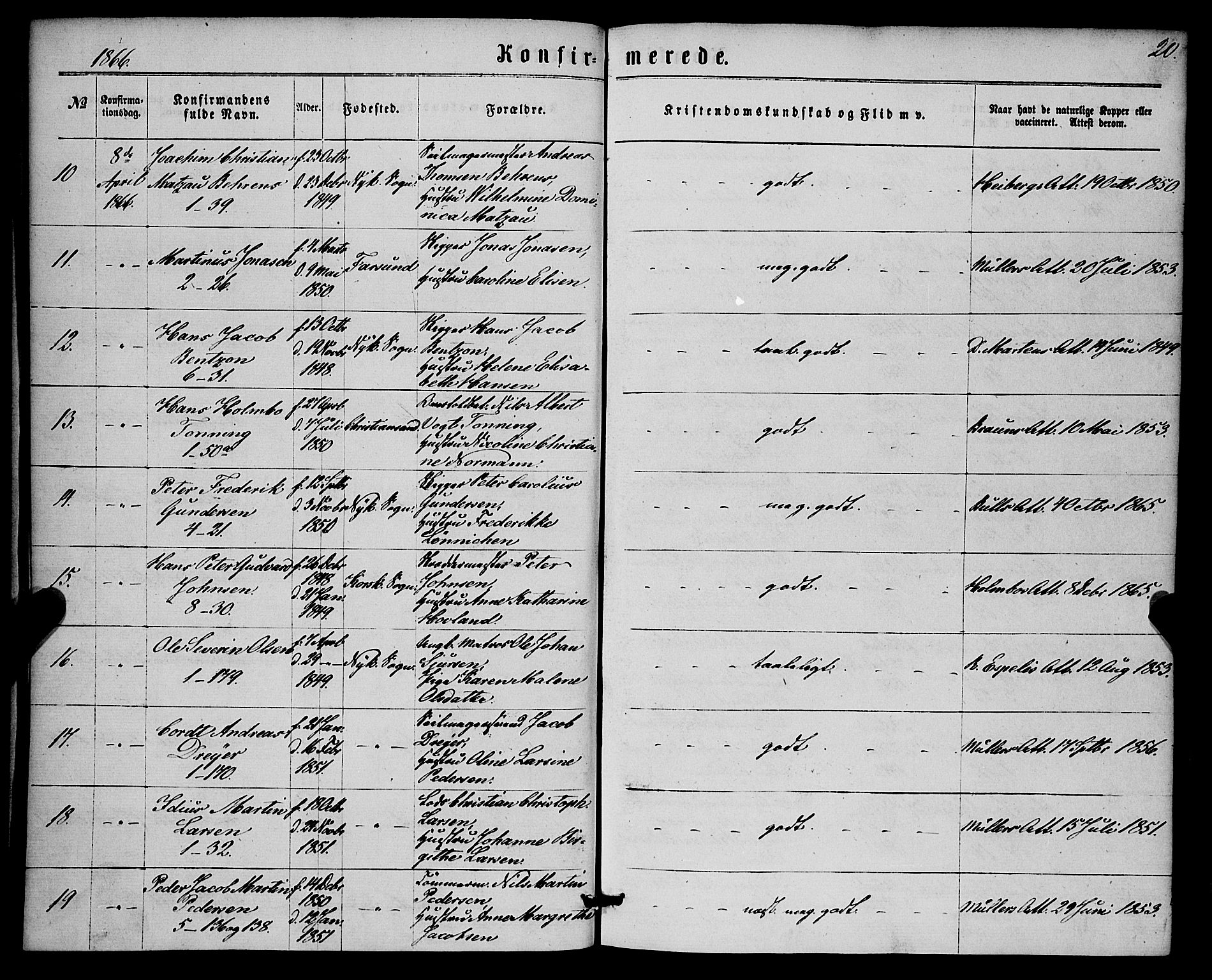 Nykirken Sokneprestembete, SAB/A-77101/H/Haa/L0024: Parish register (official) no. C 3, 1864-1870, p. 20