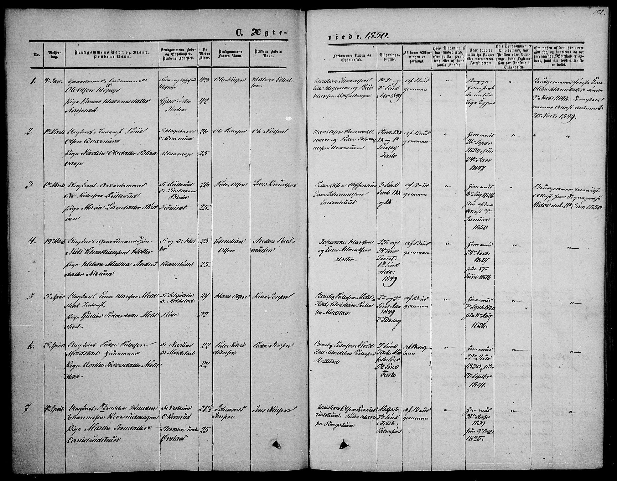 Vestre Toten prestekontor, SAH/PREST-108/H/Ha/Haa/L0005: Parish register (official) no. 5, 1850-1855, p. 192